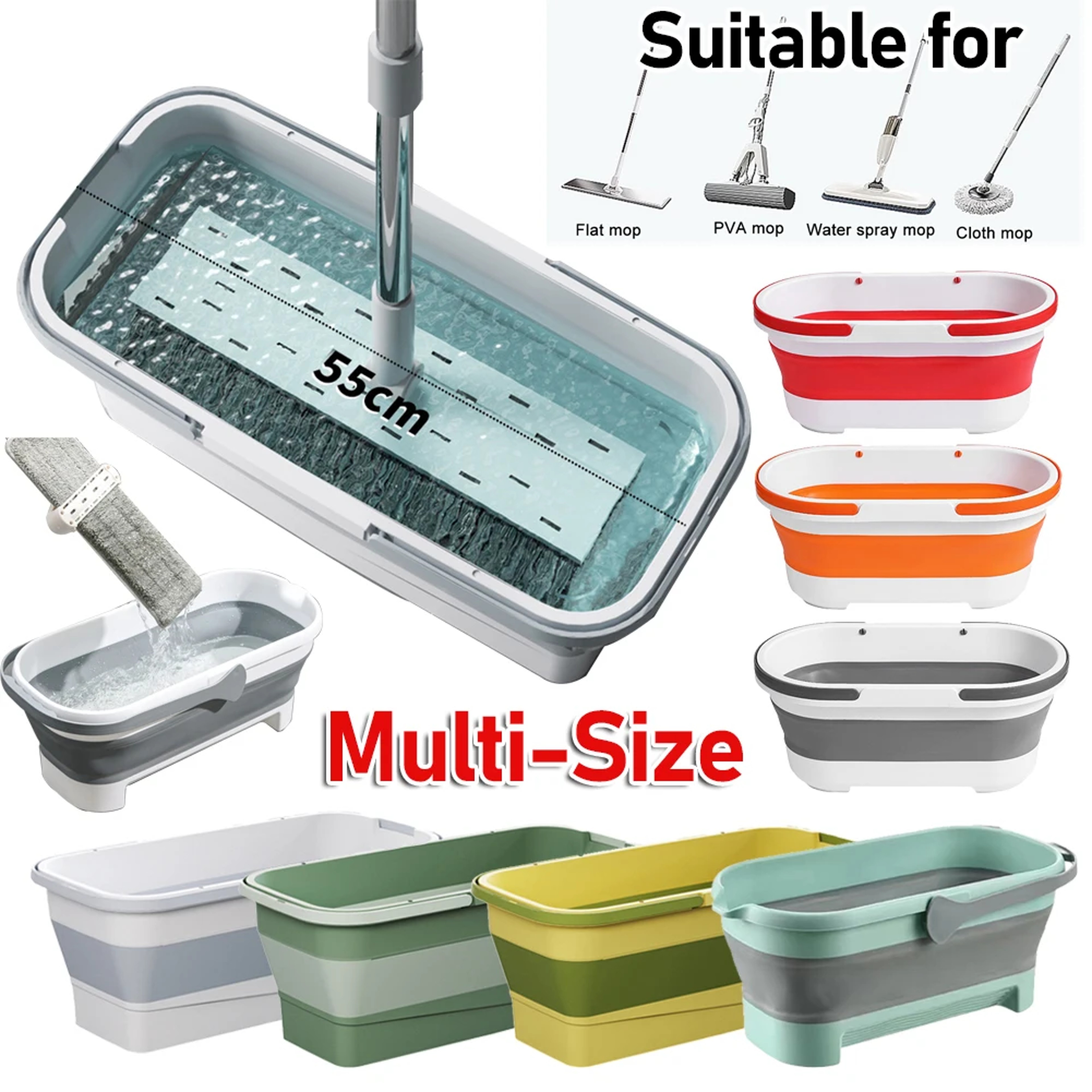 Foldable Mop Bucket Large Rectangular Laundry Barrel SpaceSaving Reusable Household Cleaning Basin 0