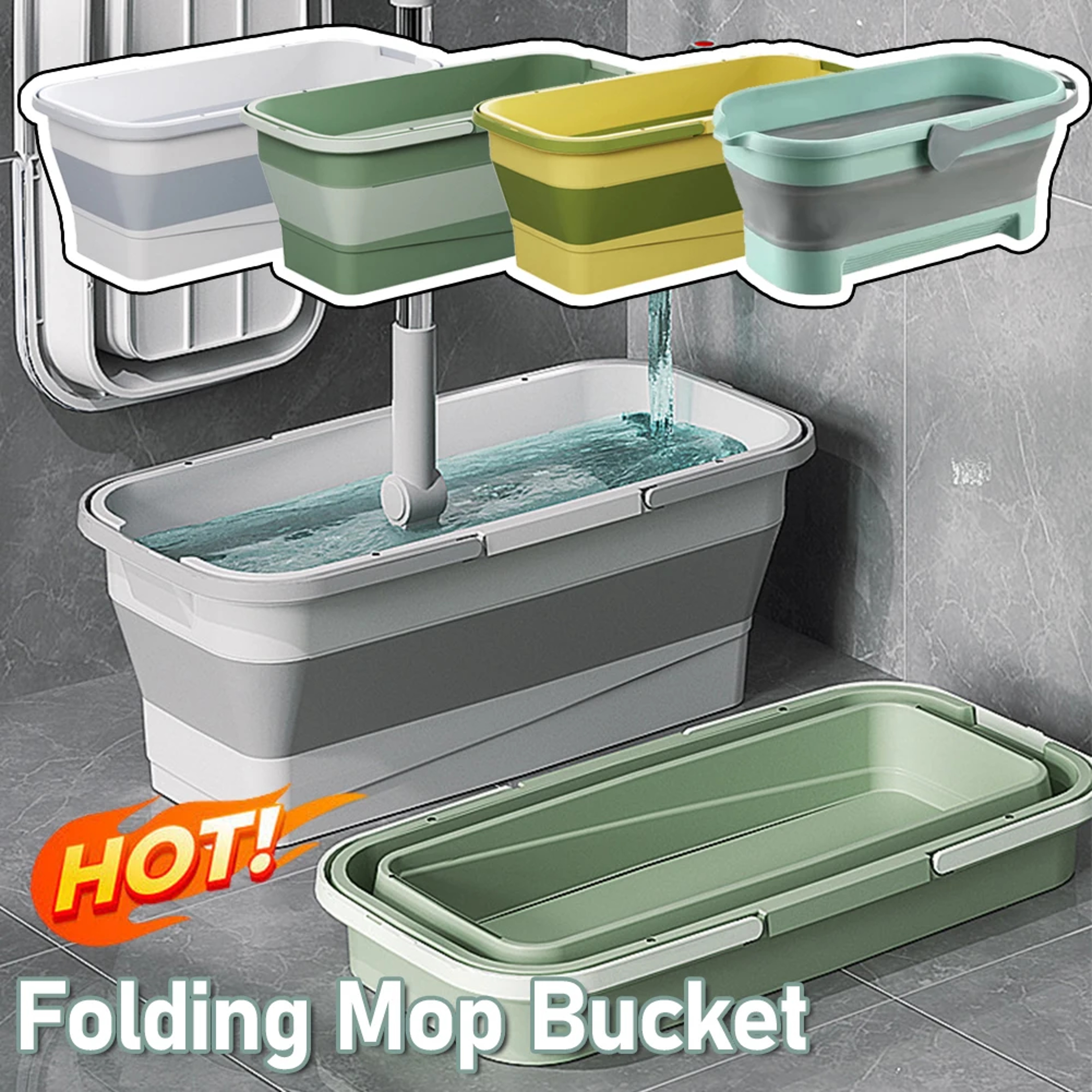 Foldable Mop Bucket Large Rectangular Laundry Barrel SpaceSaving Reusable Household Cleaning Basin 1