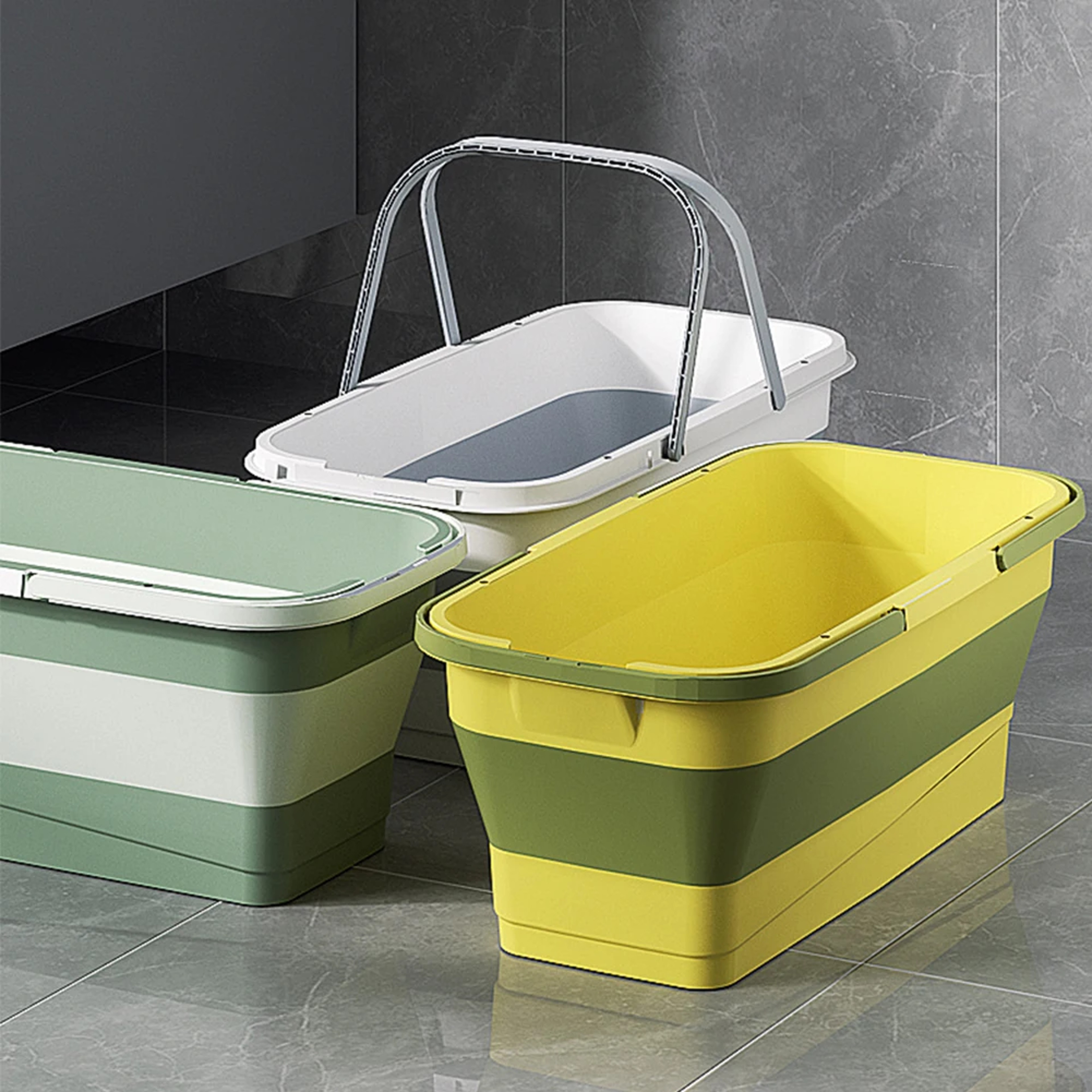 Foldable Mop Bucket Large Rectangular Laundry Barrel SpaceSaving Reusable Household Cleaning Basin 2
