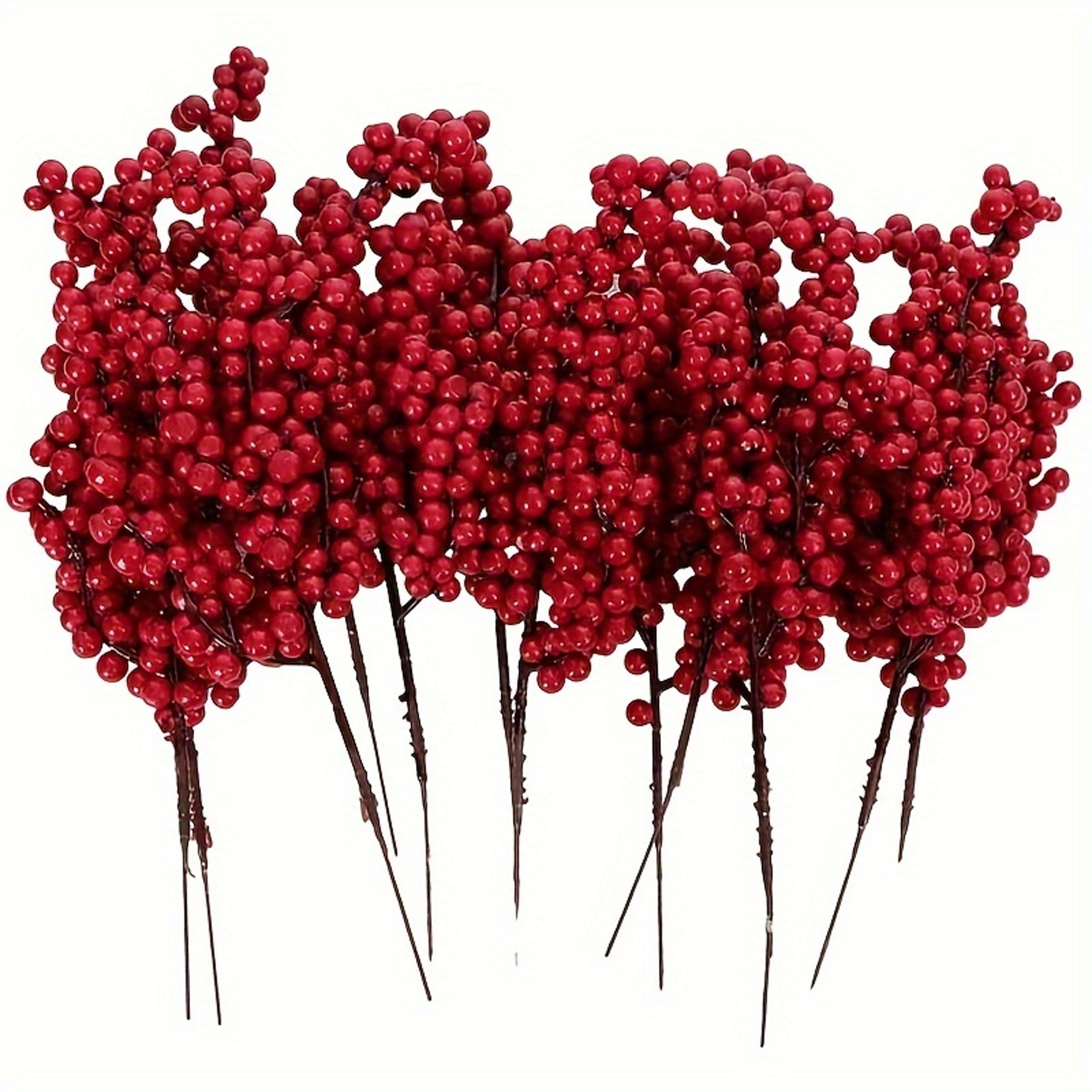 Set Of Bright Red Artificial Christmas Tree Berries Holiday Decoration 0