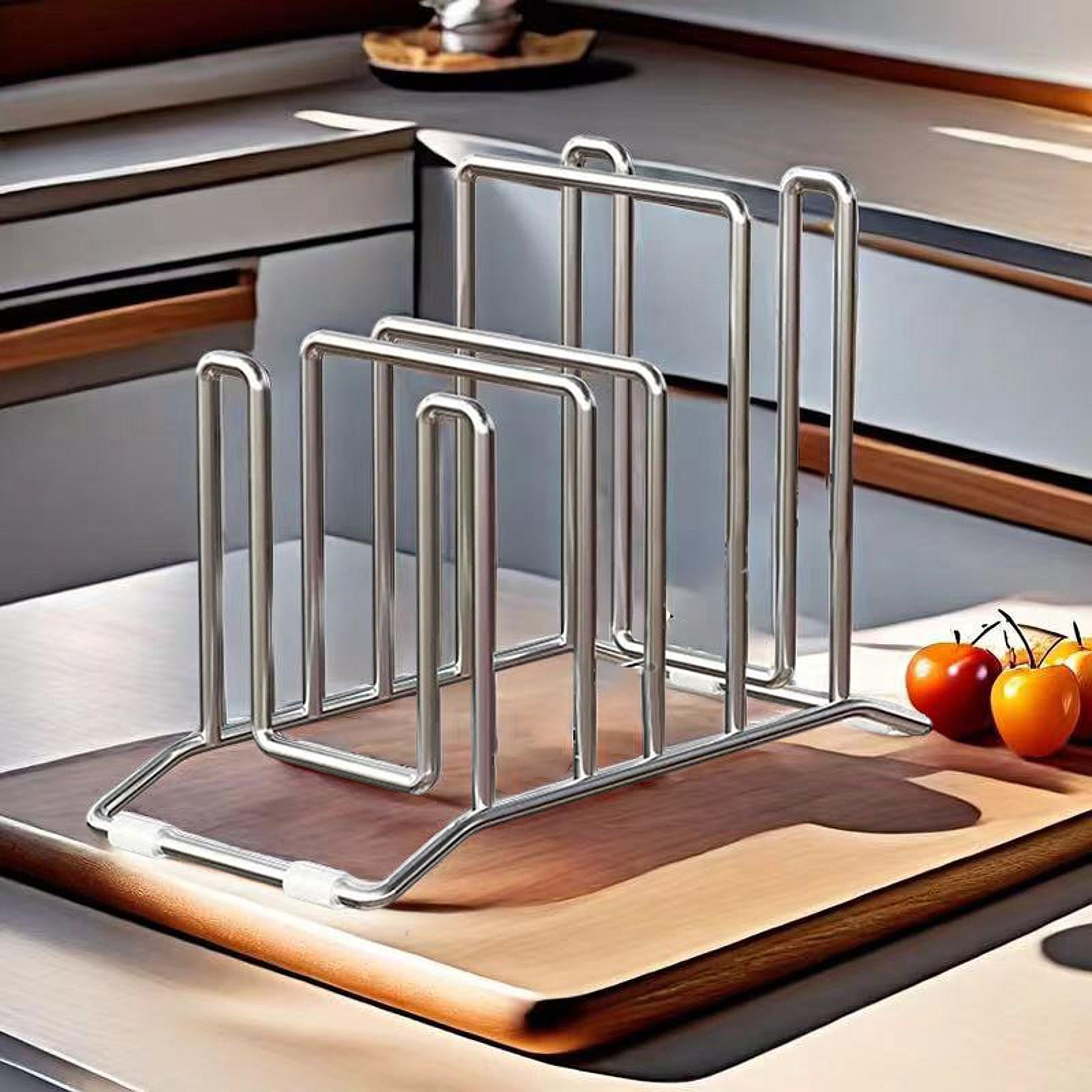 Stainless Steel Pot Lid Storage Rack Multifunction Cutting Board Kitchen Placement Rack Pot Utensil 0