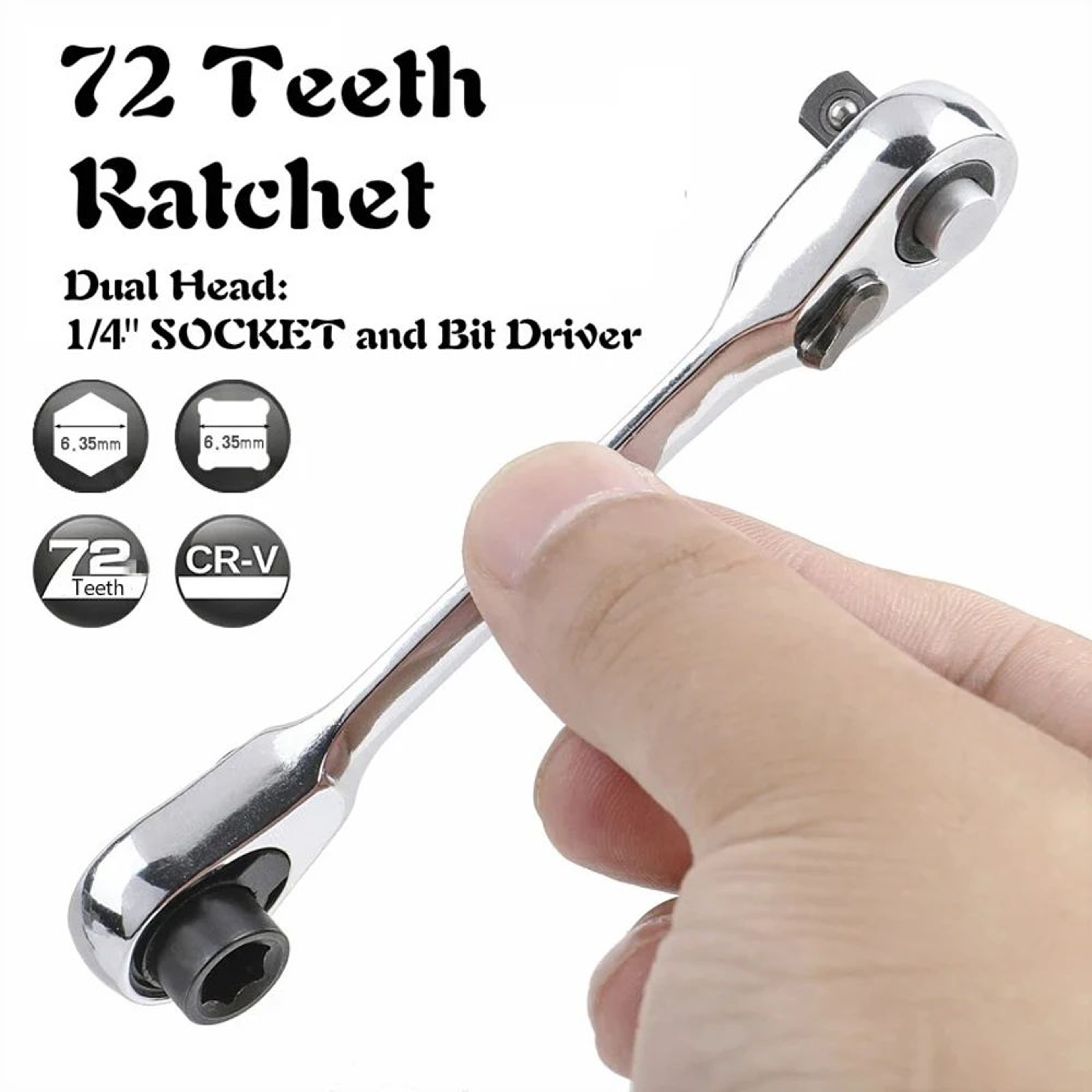 Mini Treble Ratchet Wrench Double Ended Socket Wrench Hex Screwdriver Torque Wrenches Set 2