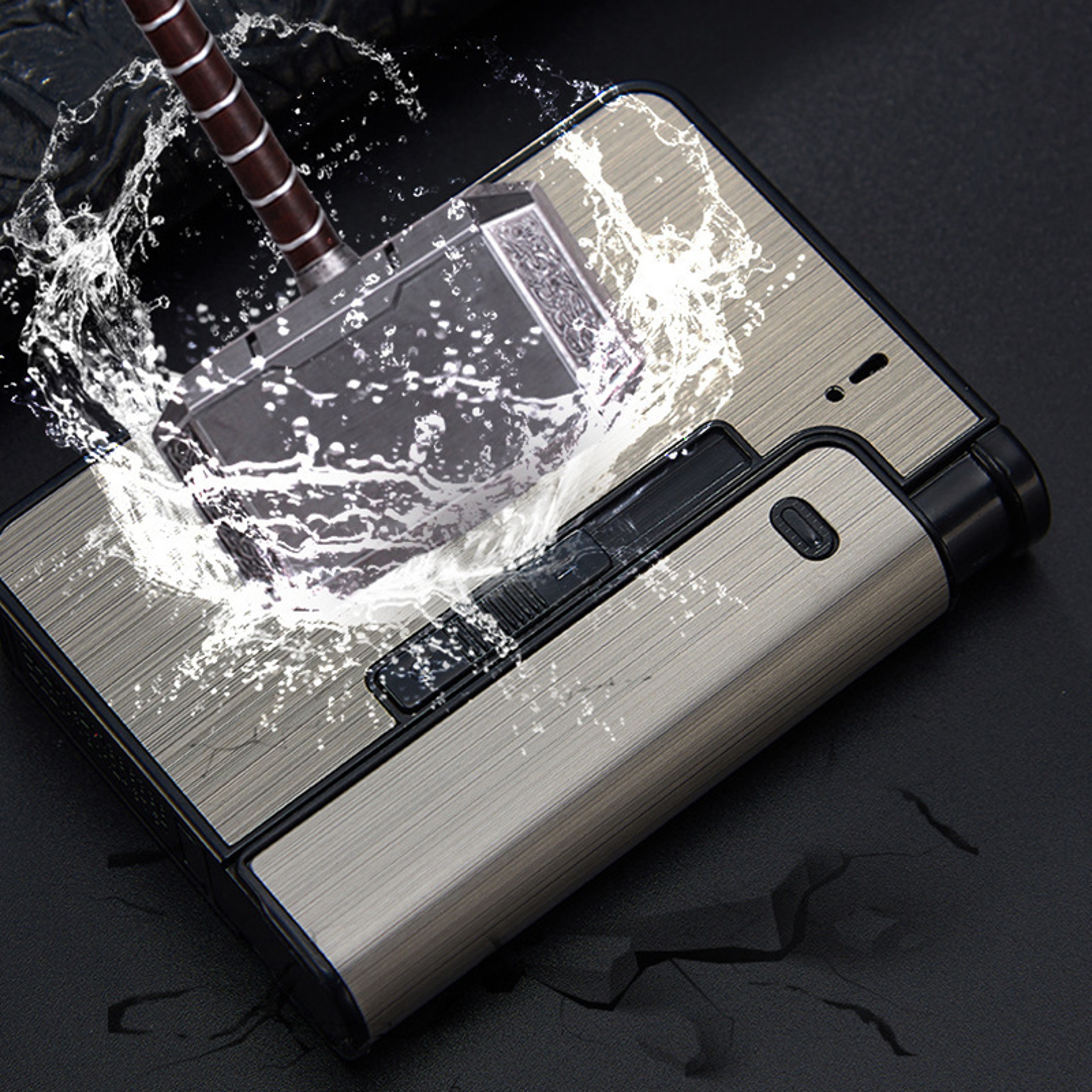 Portable Automatic Cigarette Case Metal Holder Box for King Size Cigarettes Gift for Men – view 6