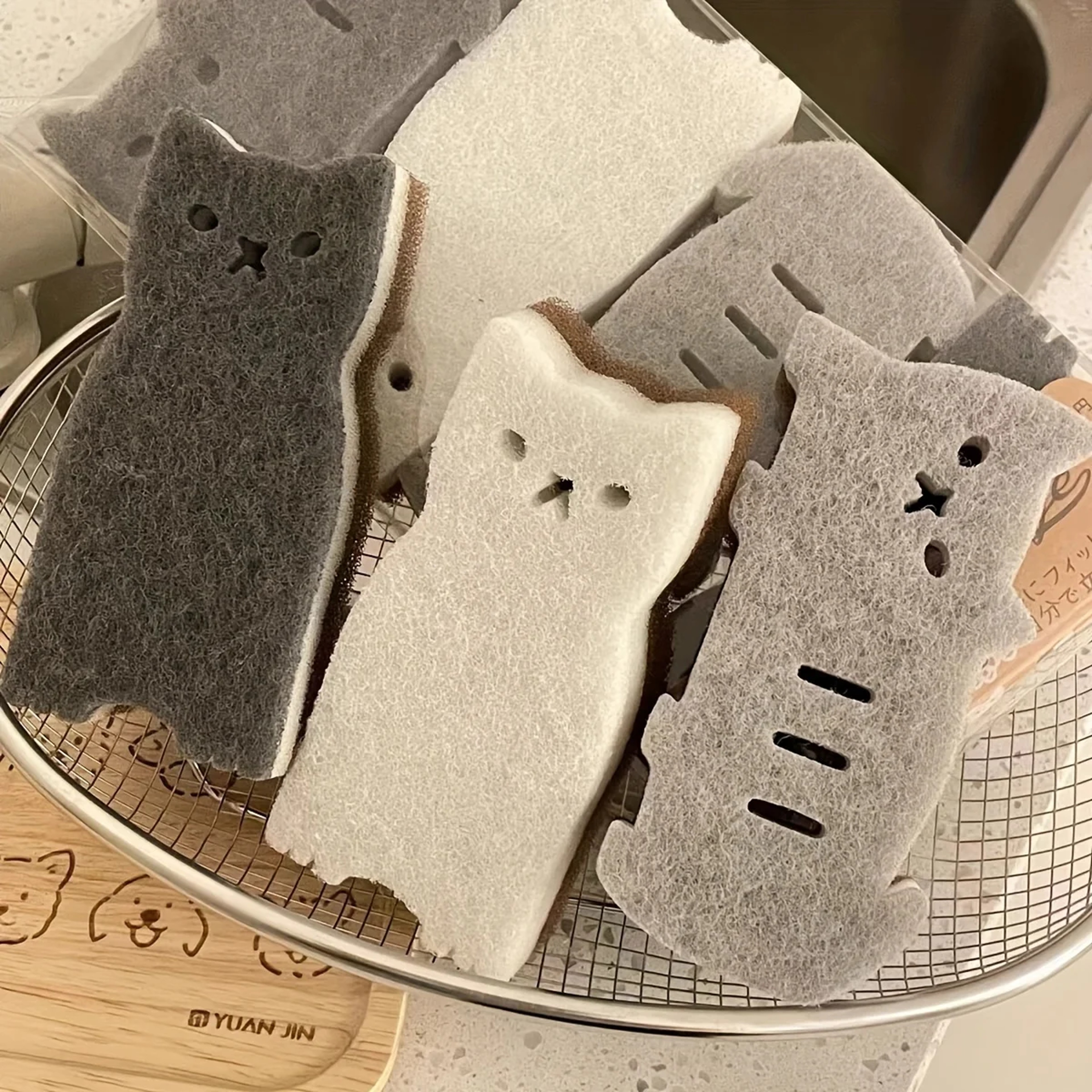 Cute Cat Kitchen Sponge Set, Thick and Durable Dish Cleaning Tools – view 1