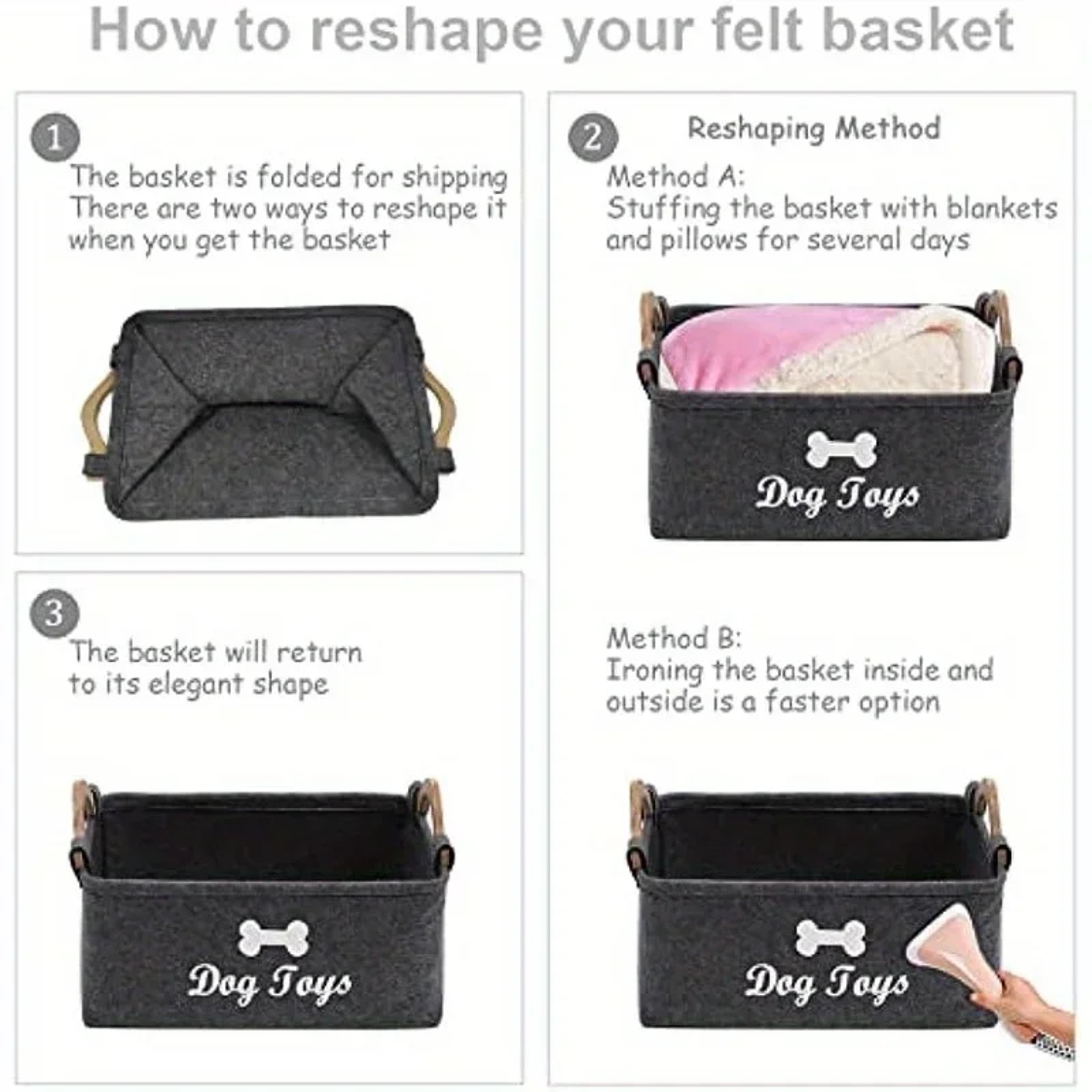 Felt pet toy box, storage basket box, dog toy box for organising pets – view 4