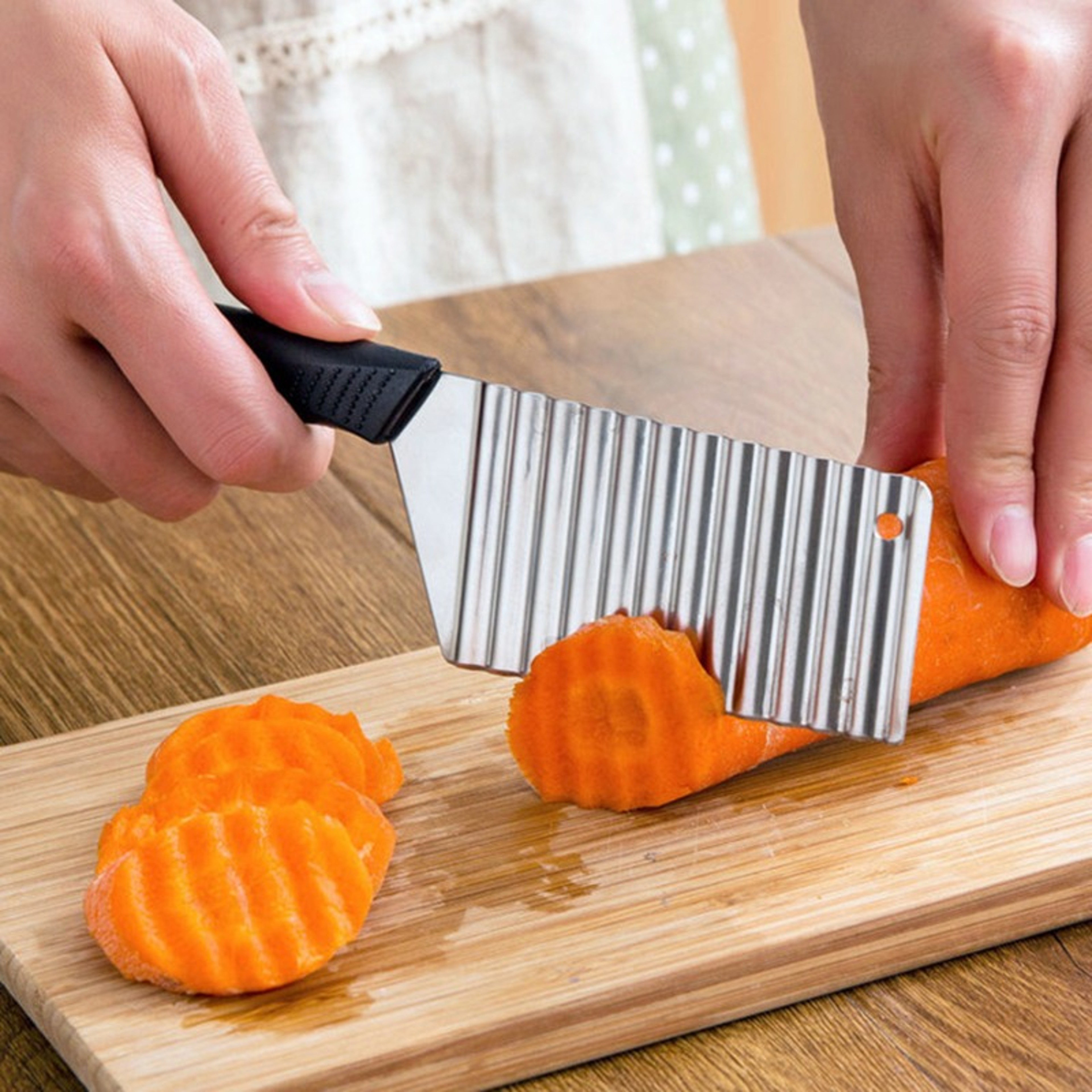 Stainless Steel Potato Chip Slicer Wavy Dough Vegetable Cutter French Fry Maker Tool 1