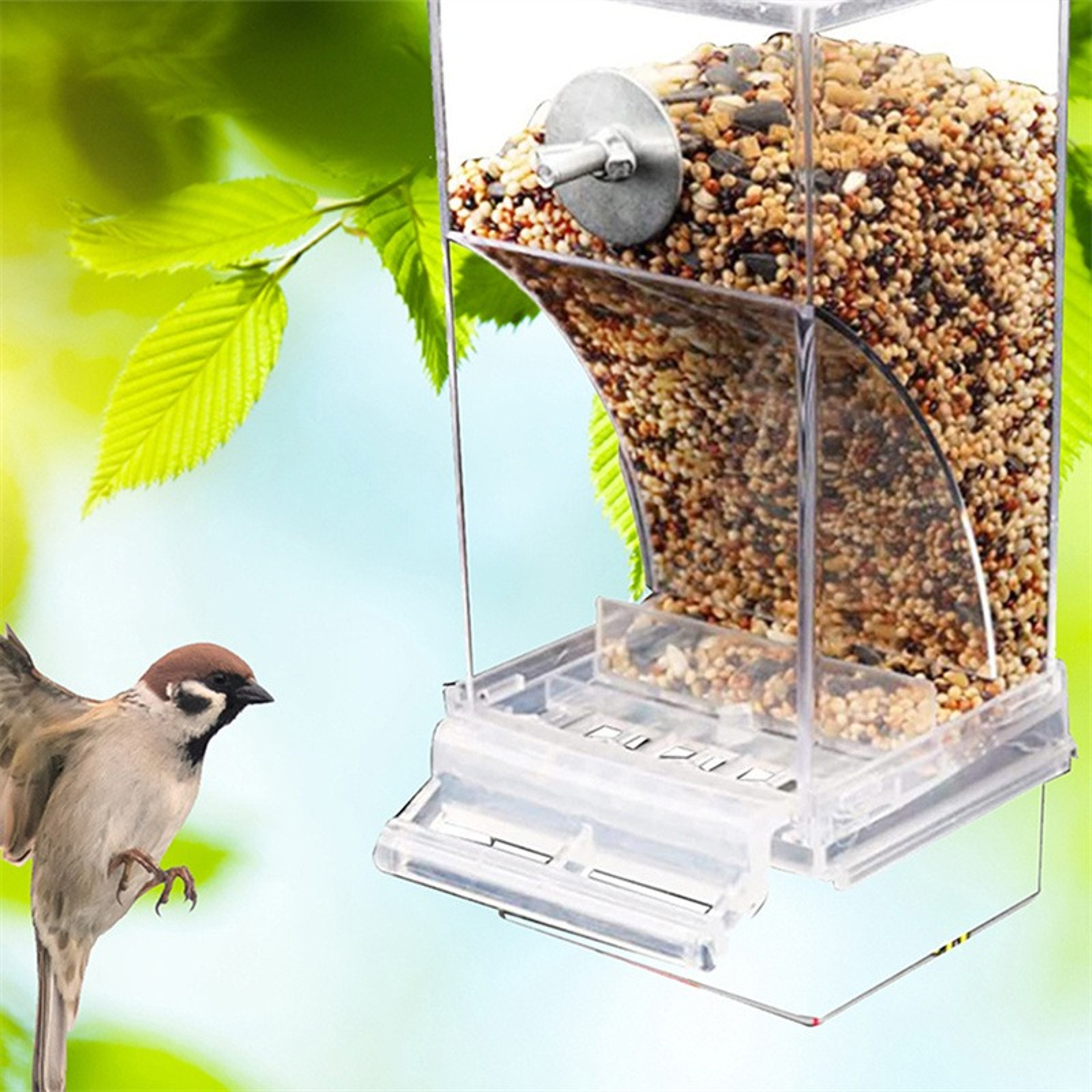 Acrylic Automatic Bird Feeder, No Mess Food Container for Parakeets, Budgerigar, Parrot Cage Accessories – view 2