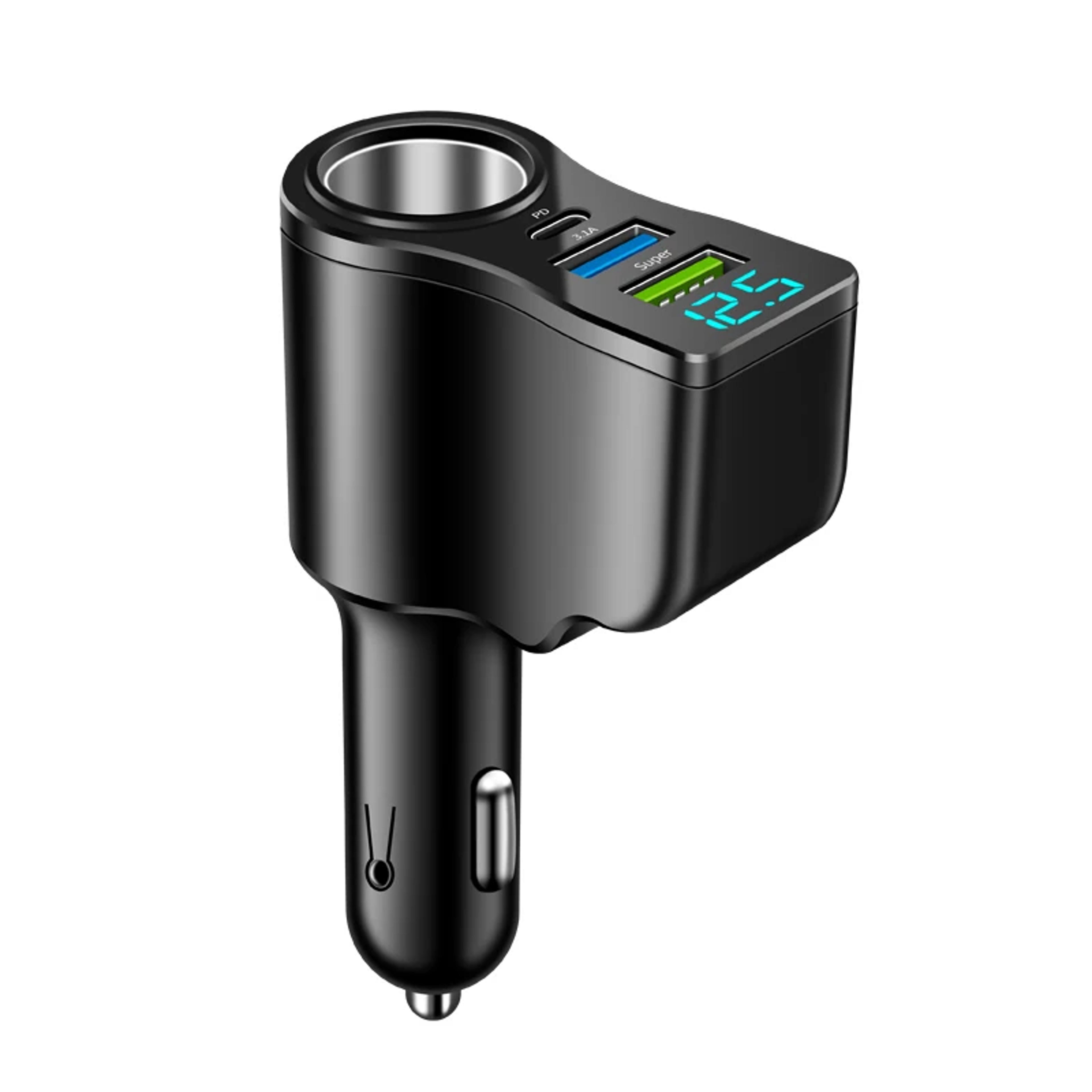 Digital Display Car Charger Dual USB Multifunctional OnetoThree Cigarette Lighter Fast Charging 0