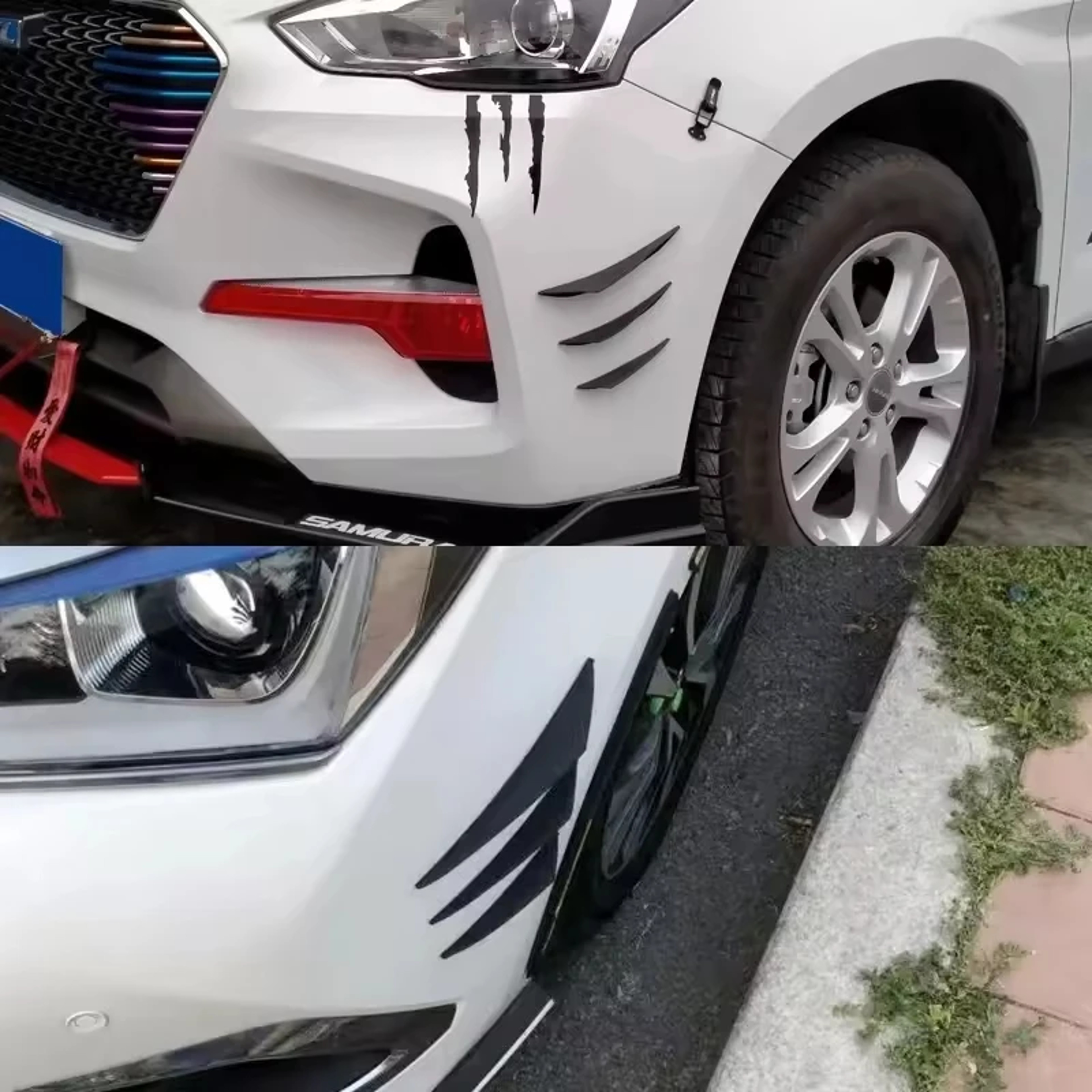 Universal Carbon Wire Pattern Car Spoiler Crescent Shaped Modification Front Bumper Side Skirt Part 3