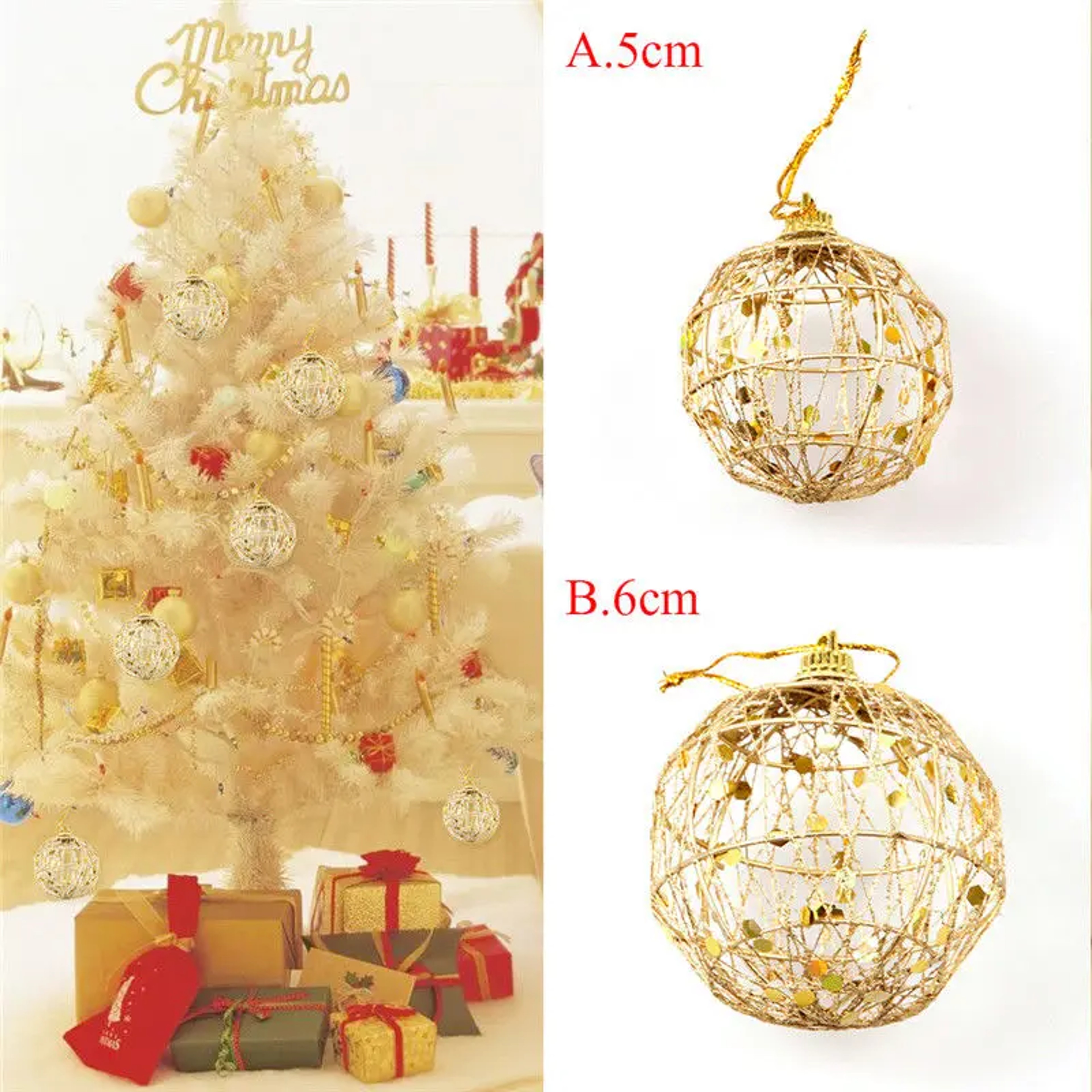 Christmas Gold Ball Ornament Hanging Xmas Tree Baubles Golden Dusted Christmas Decoration Party Tre 4