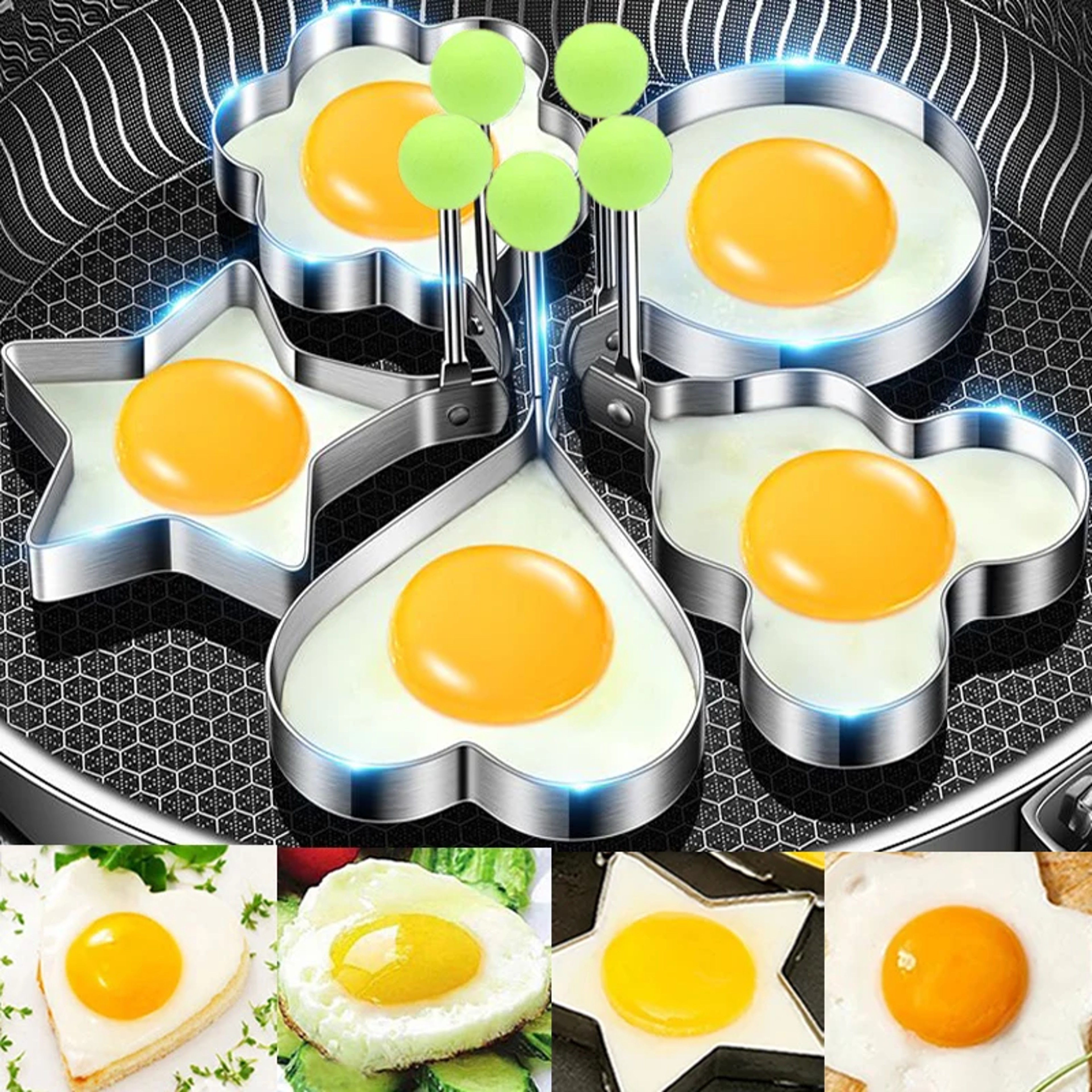 Stainless Steel Heart Pancake Maker Fried Egg Mold For Breakfast Omelette Rings 0