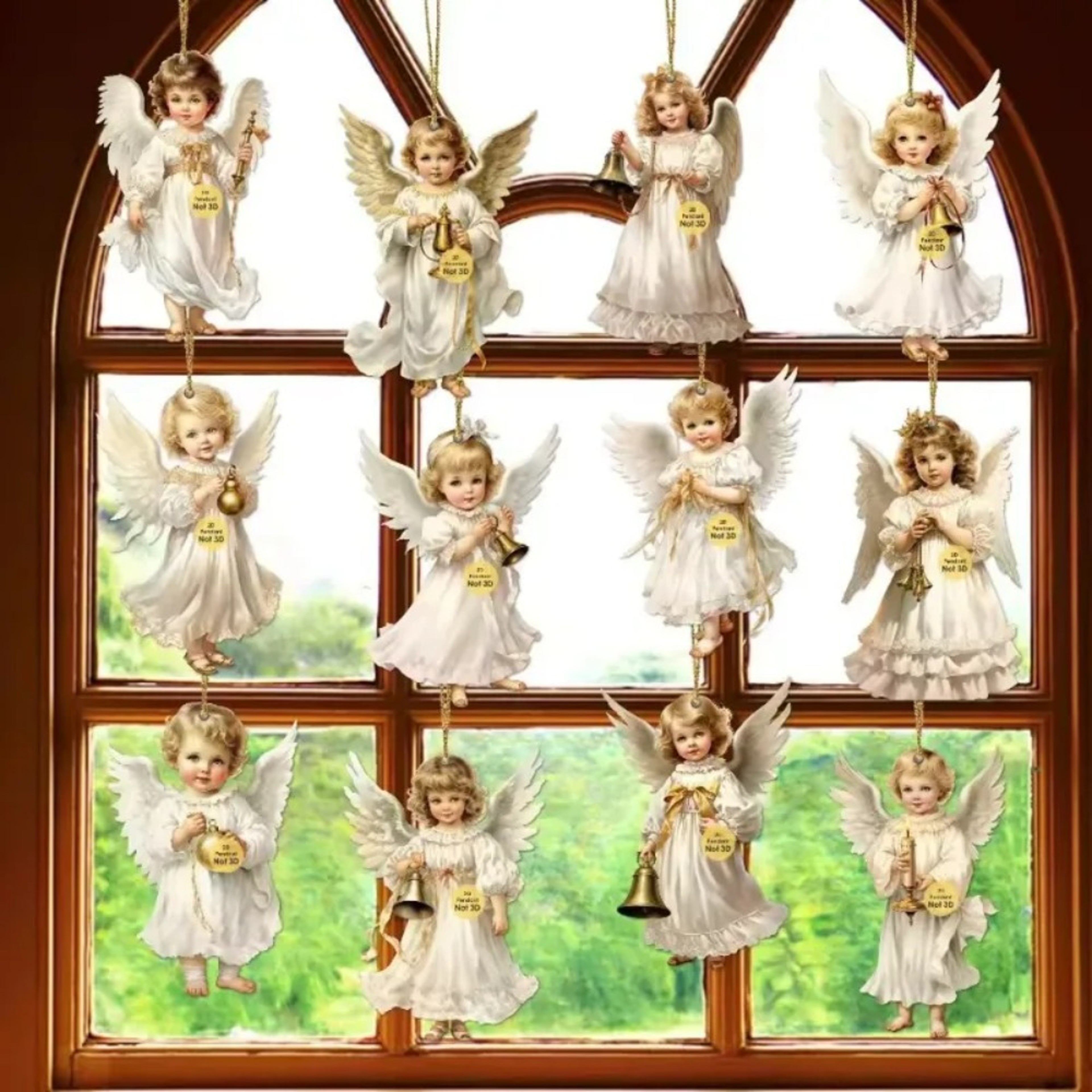 Wooden Christmas Angel Ornaments, Victorian Style Tree Decorations, Holiday Party Gift – view 3