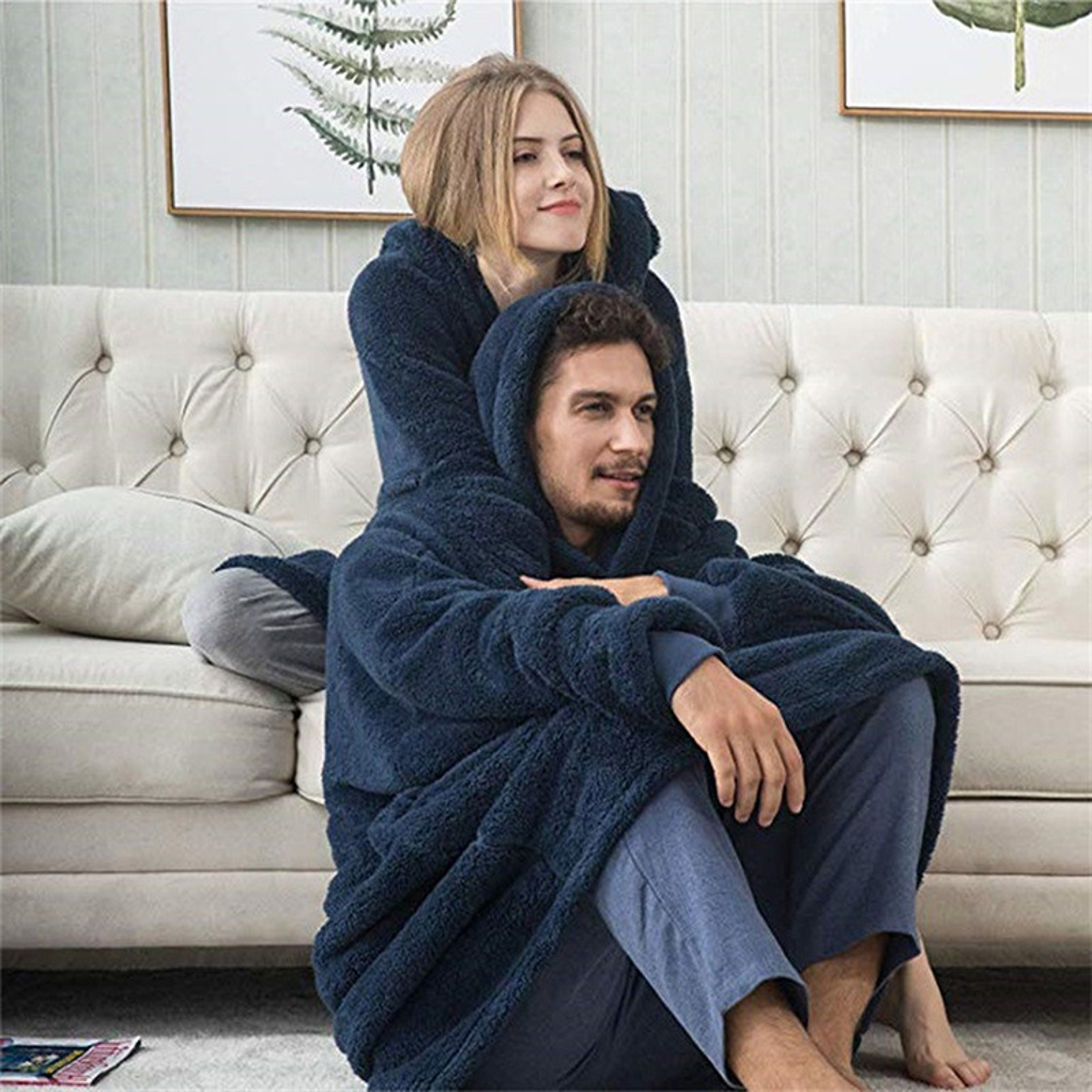 Thick Warm Hooded Outer Wear Women Winter Pullover Soft Double Fleece Jacket Unisex Long Hoodies Fo 1