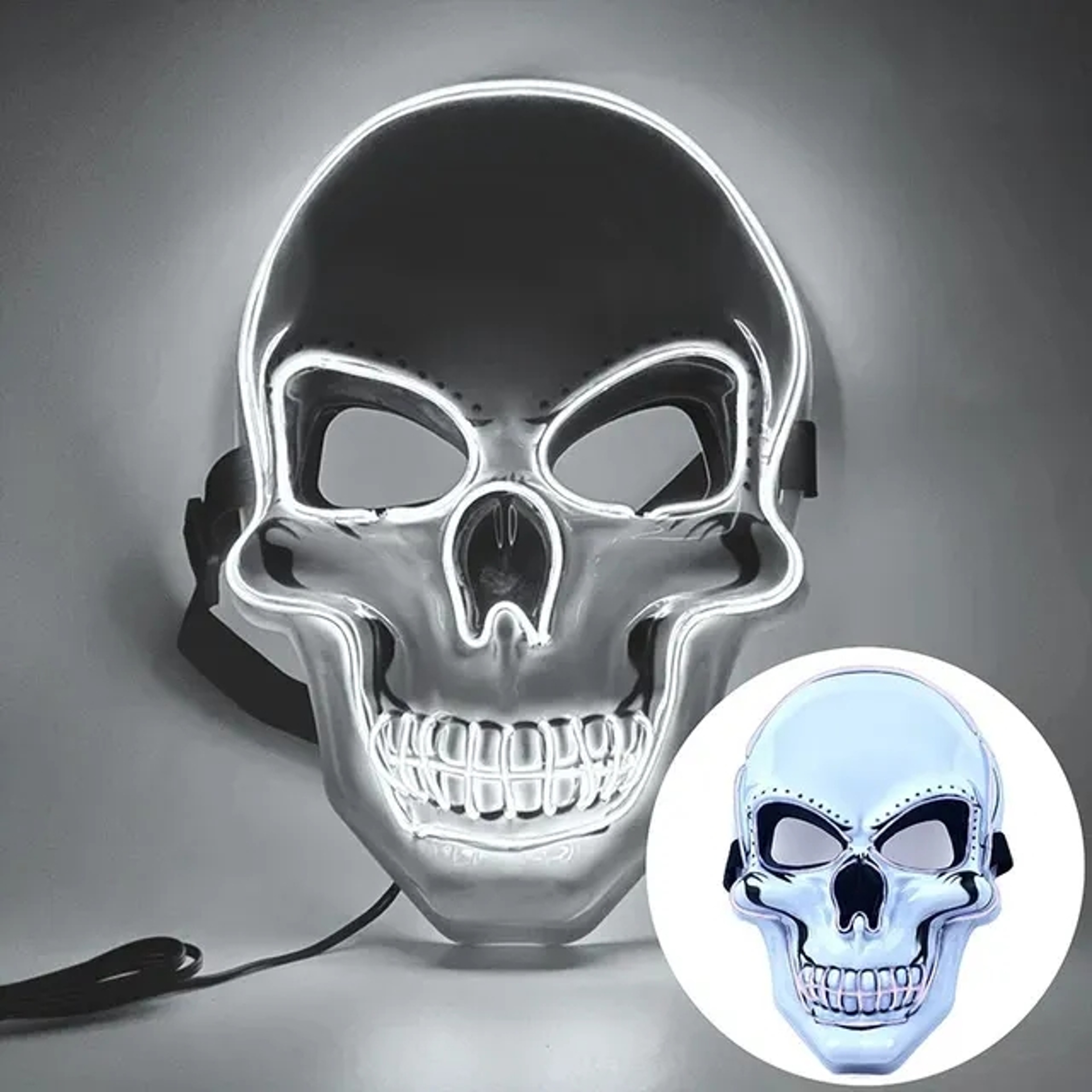 Halloween Adult Purification Mask LED Glowing Skull Cold Light Mask Terror Mask Role Playing Masque 7