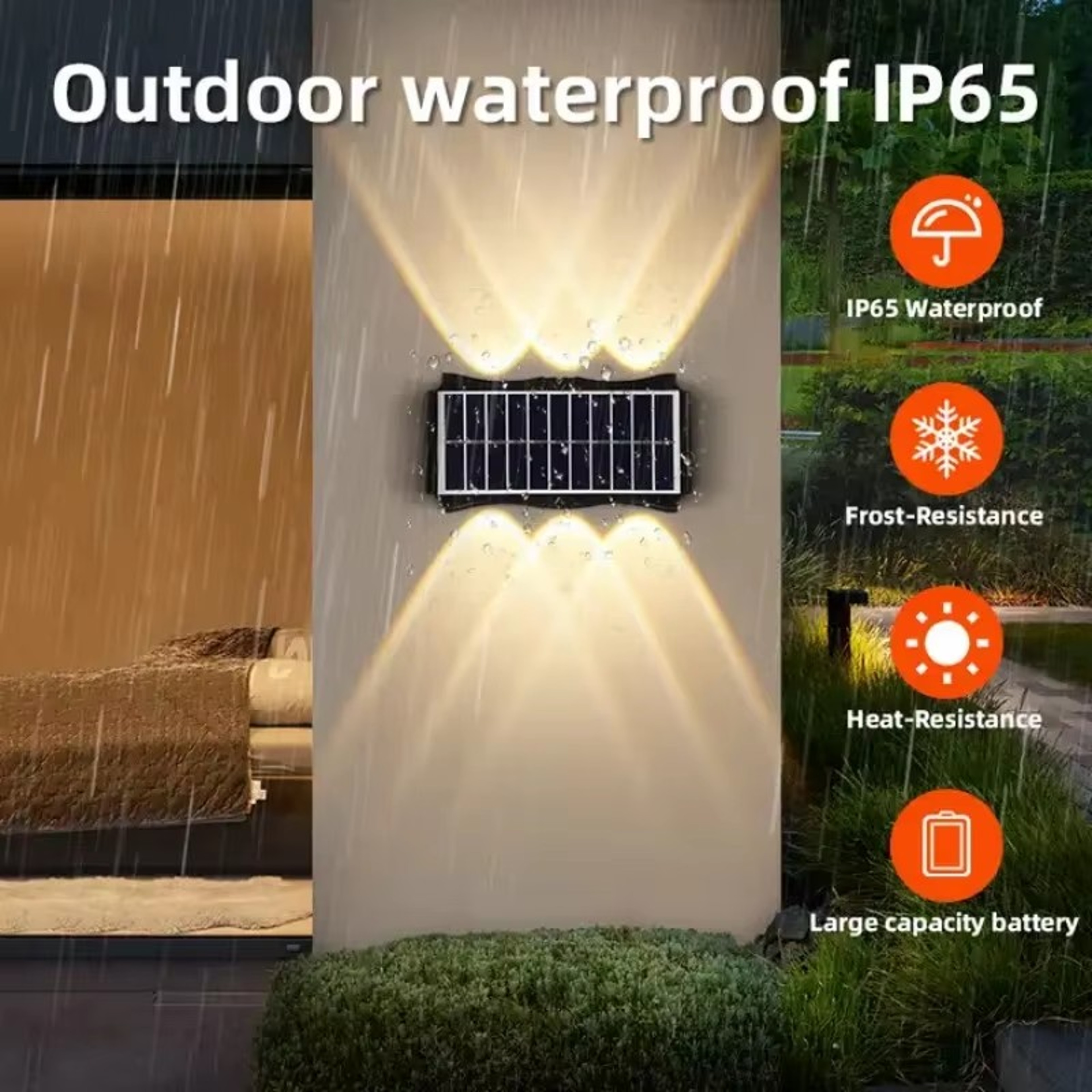 Solar Wall Lamp Outdoor, Solar LED Light Waterproof, Up And Down Luminous Lighting, Balcony Yard Garden Decoration Light – view 2