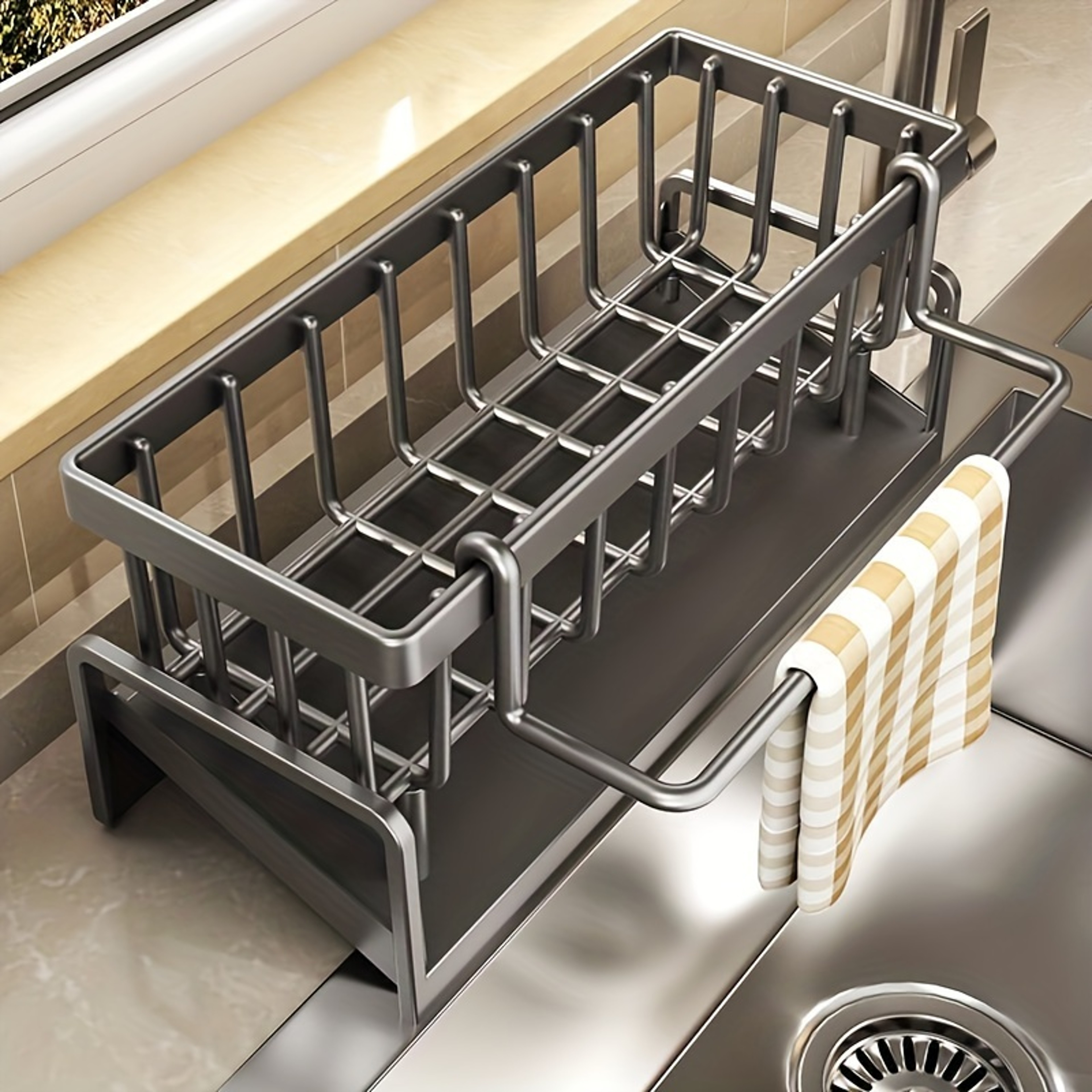 Kitchen Shelf Drain Rack NonPerforated Household Seasoning Rack Sink Faucet Storage Rack For Kitche