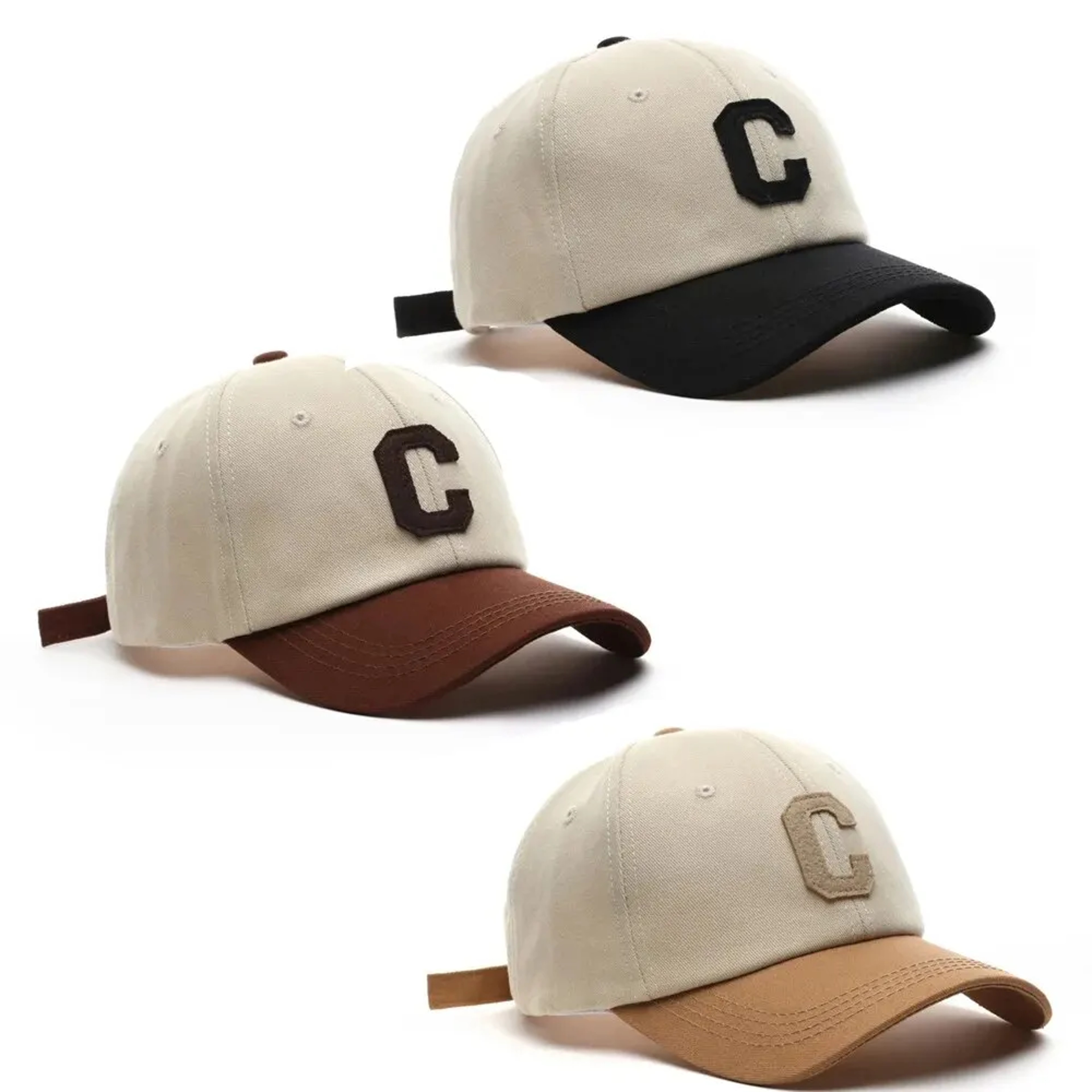 Fashion Baseball Cap For Women And Men Color Block Design Letter C Patch Summer Sun Visor 0
