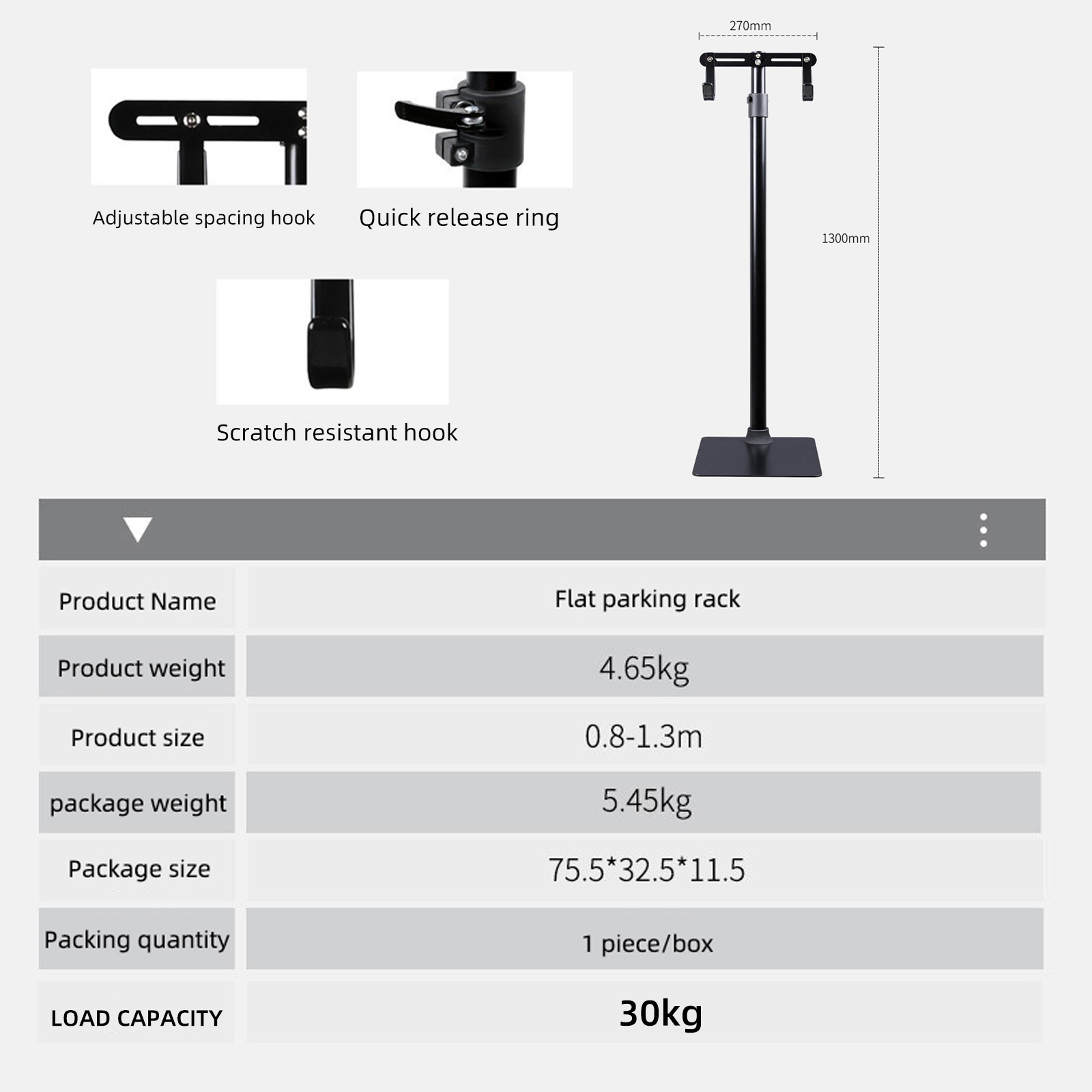 Think Rider Aluminium Alloy Bike Rack Adjustable Hook Floor Standing Bike Storage 2