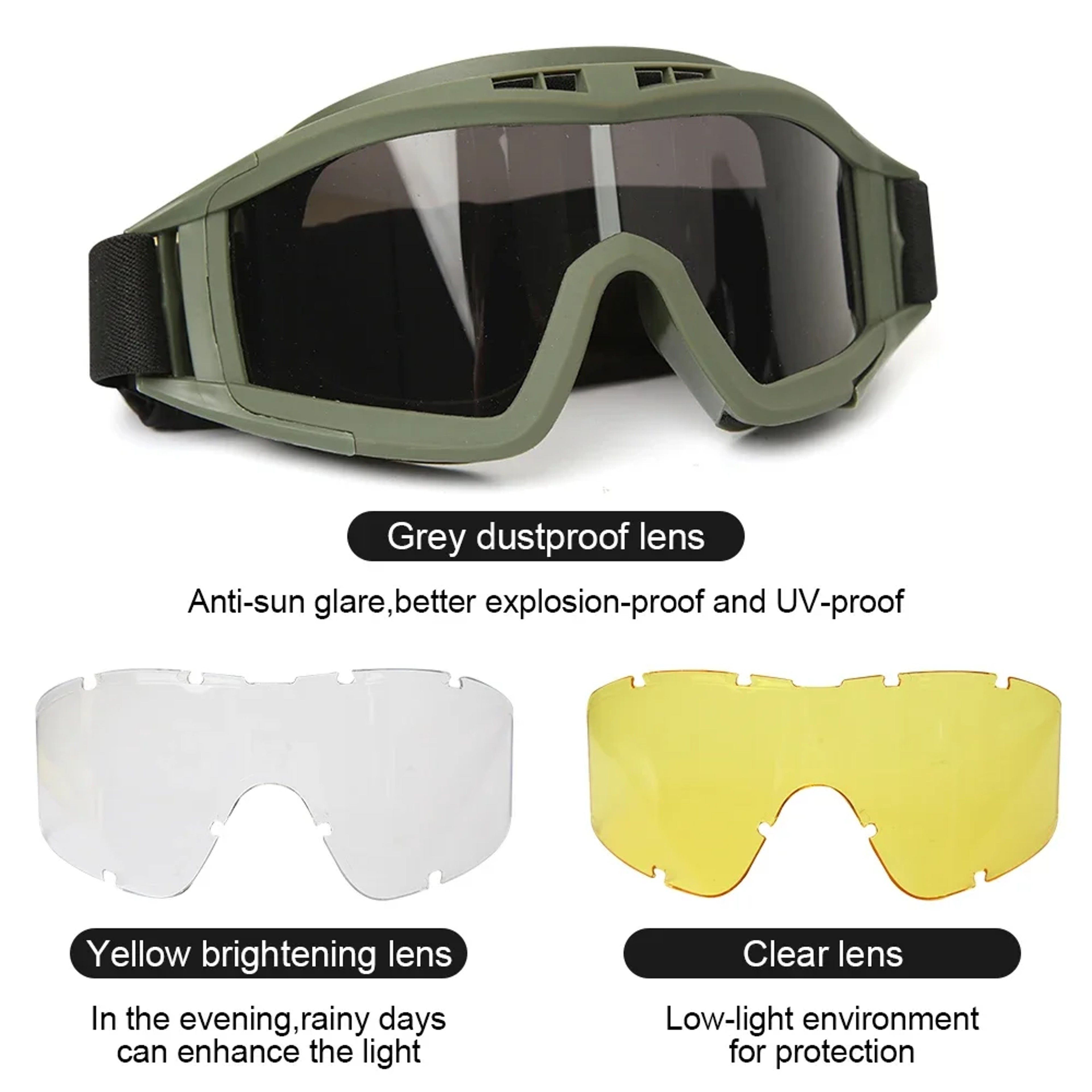 New Air Soft Tactical Goggles Wind Proof Dust Proof Motorcycle Glasses 5