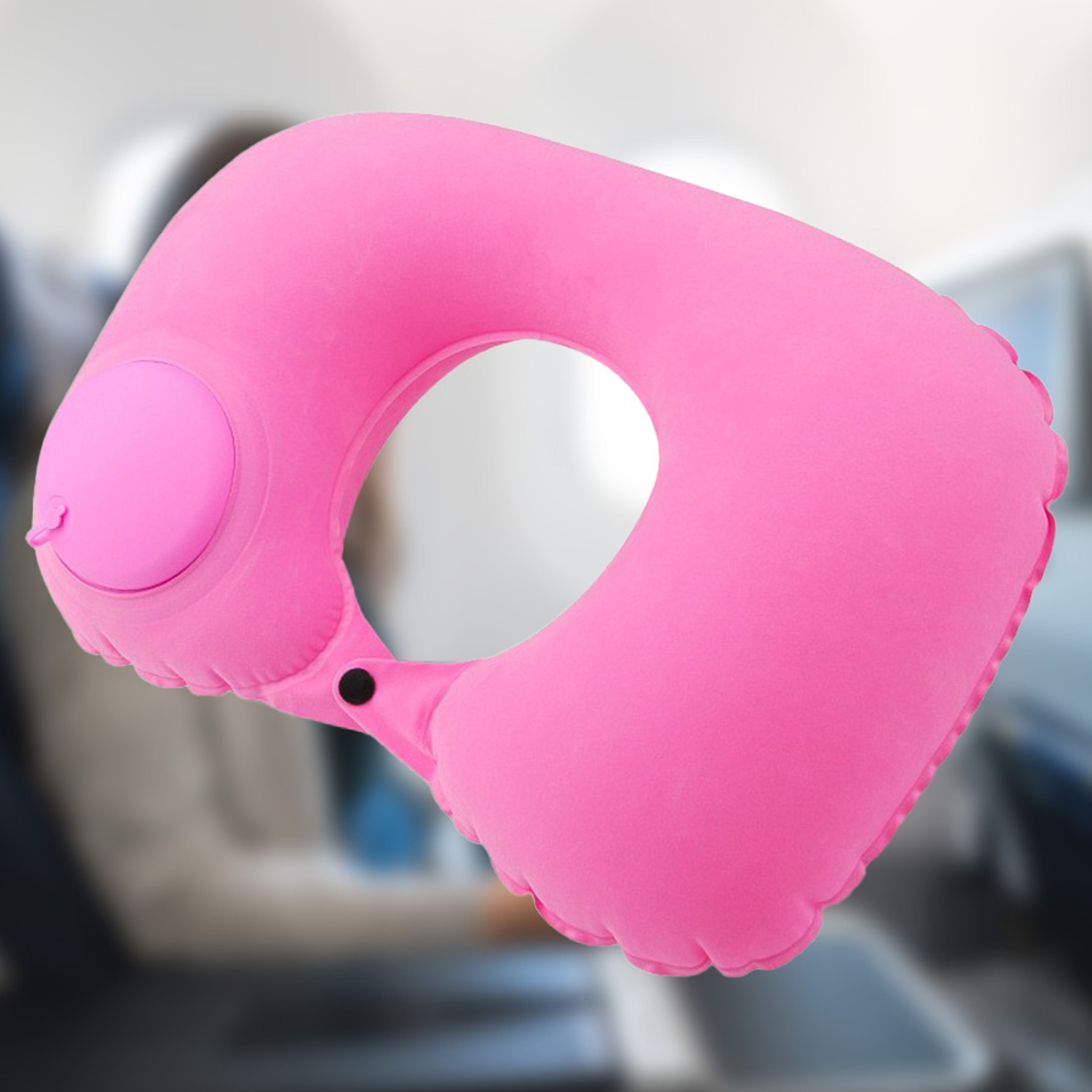 Flocking Inflatable Neck Pillow For Travel Business Trips SelfFilled Portable And Convenient 4