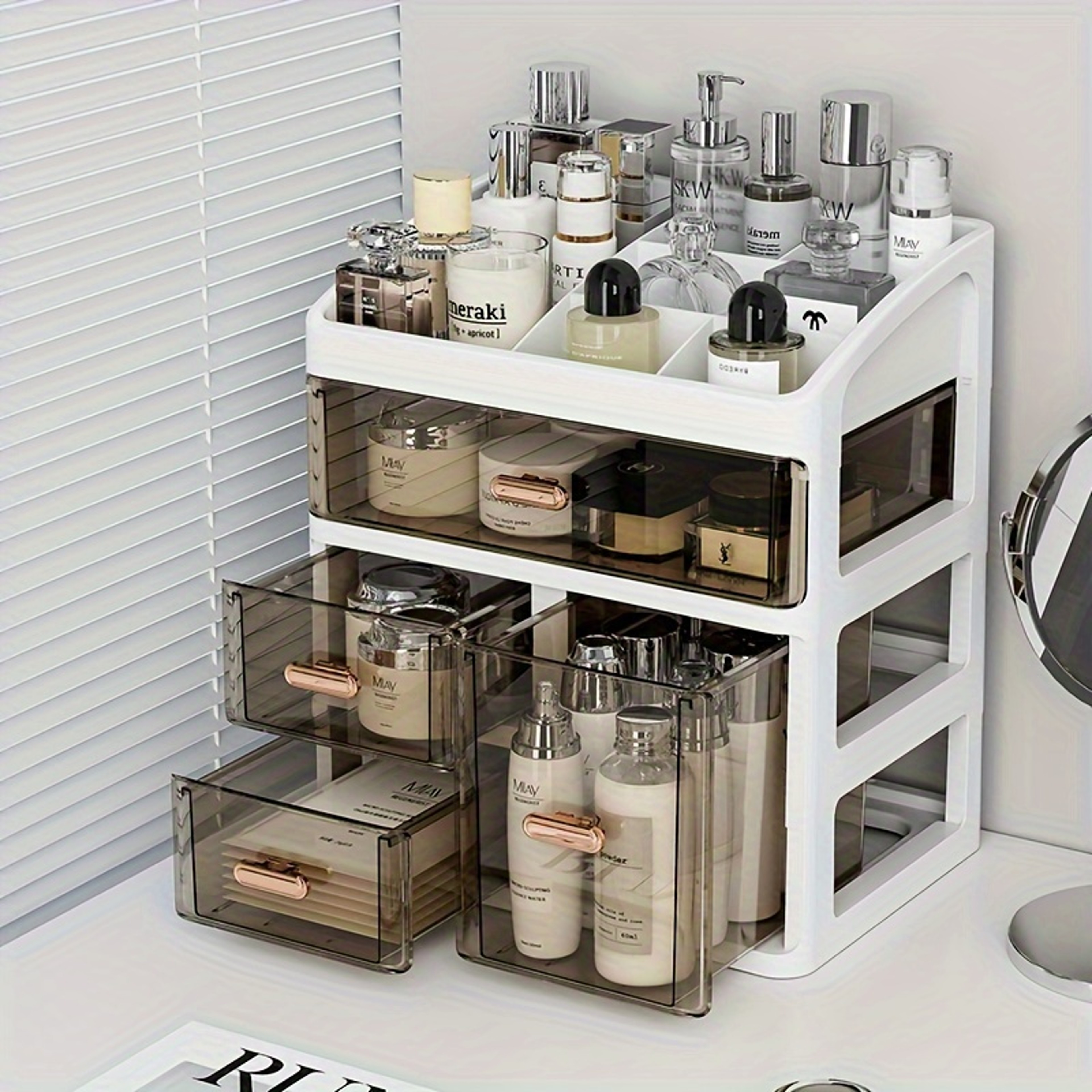 Cosmetics Storage Box Drawer, Large Capacity Skincare Display Rack, Dust proof Desktop Storage Box – view 1