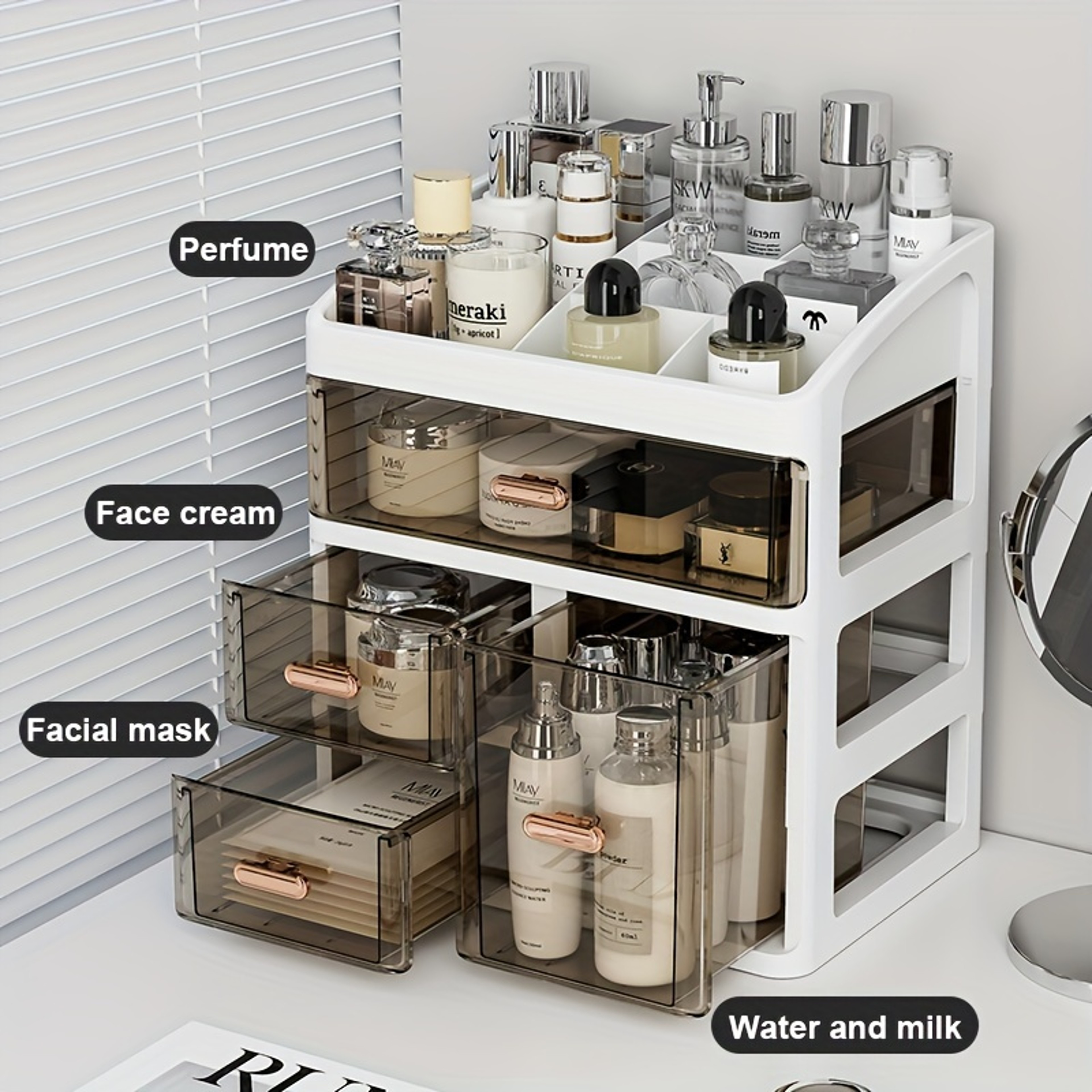 Cosmetics Storage Box Drawer, Large Capacity Skincare Display Rack, Dust proof Desktop Storage Box – view 4
