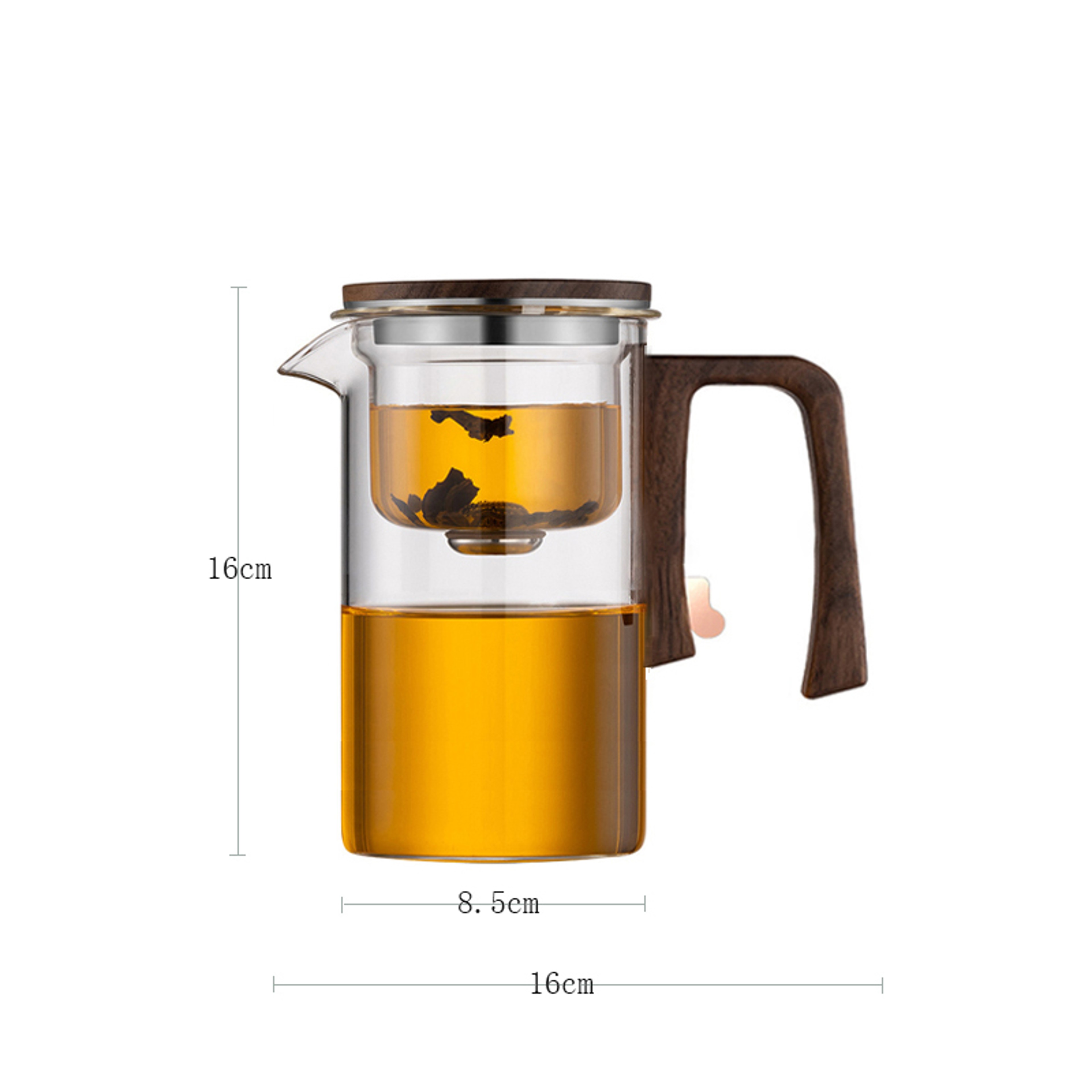 New Tea Pot With Magnetic Switch Glass Wood Handle Tea Separation 14