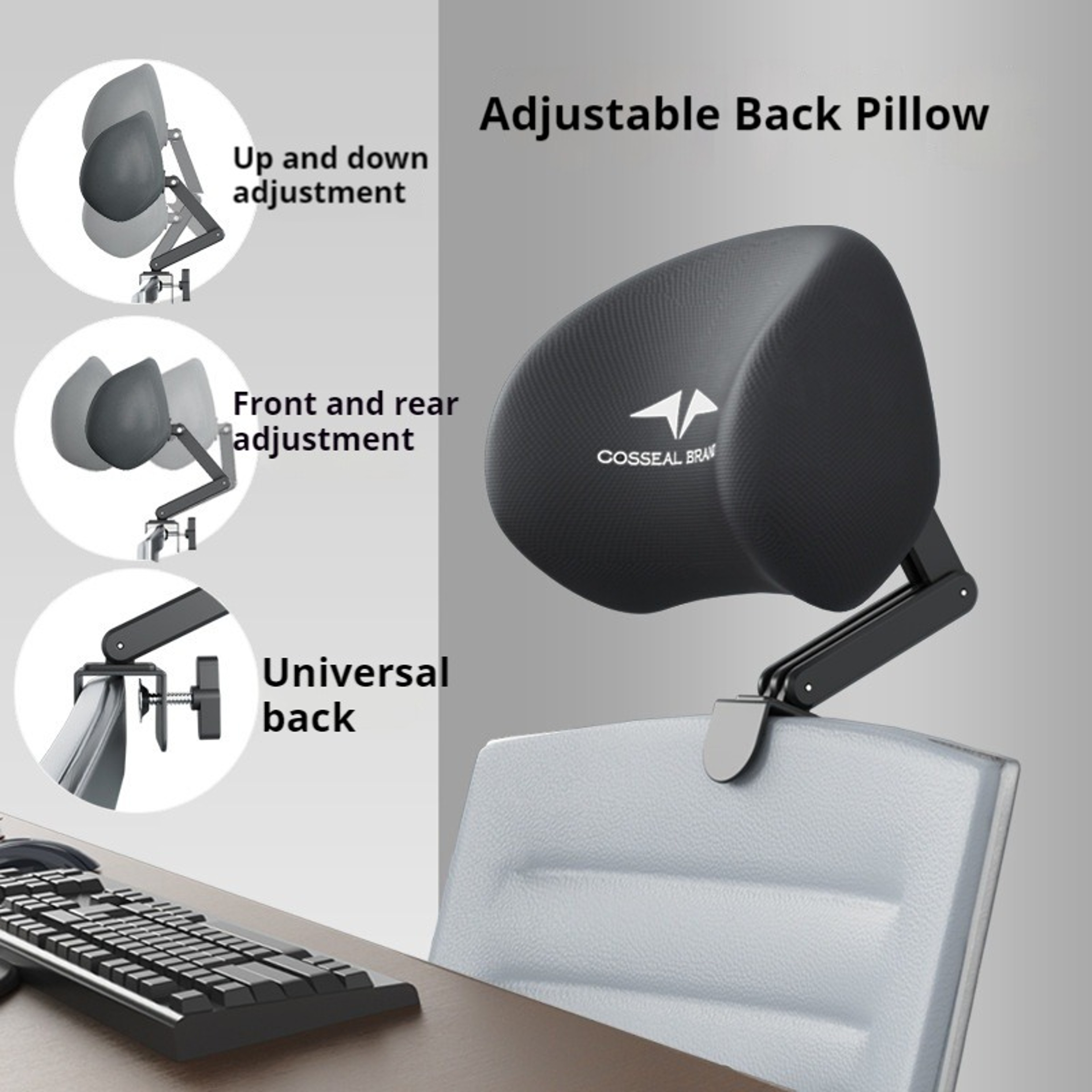 New Office Chair Adjustable Headrest Ergonomically Designed Pillow Waist Protection Cushion Retract 1