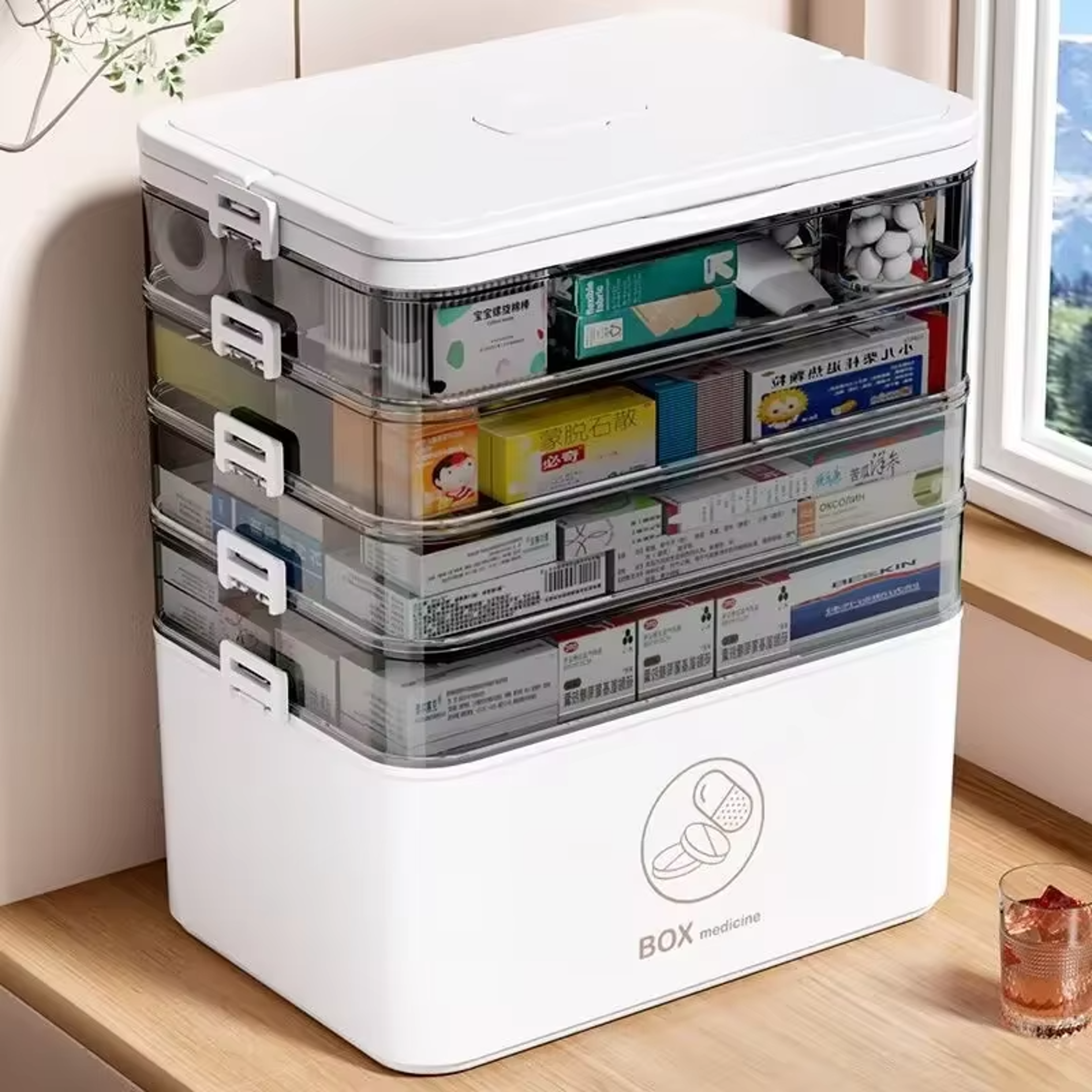 Portable Medicine Box Large Capacity Home First Aid Kit MultiLayer Drug Storage Case 0