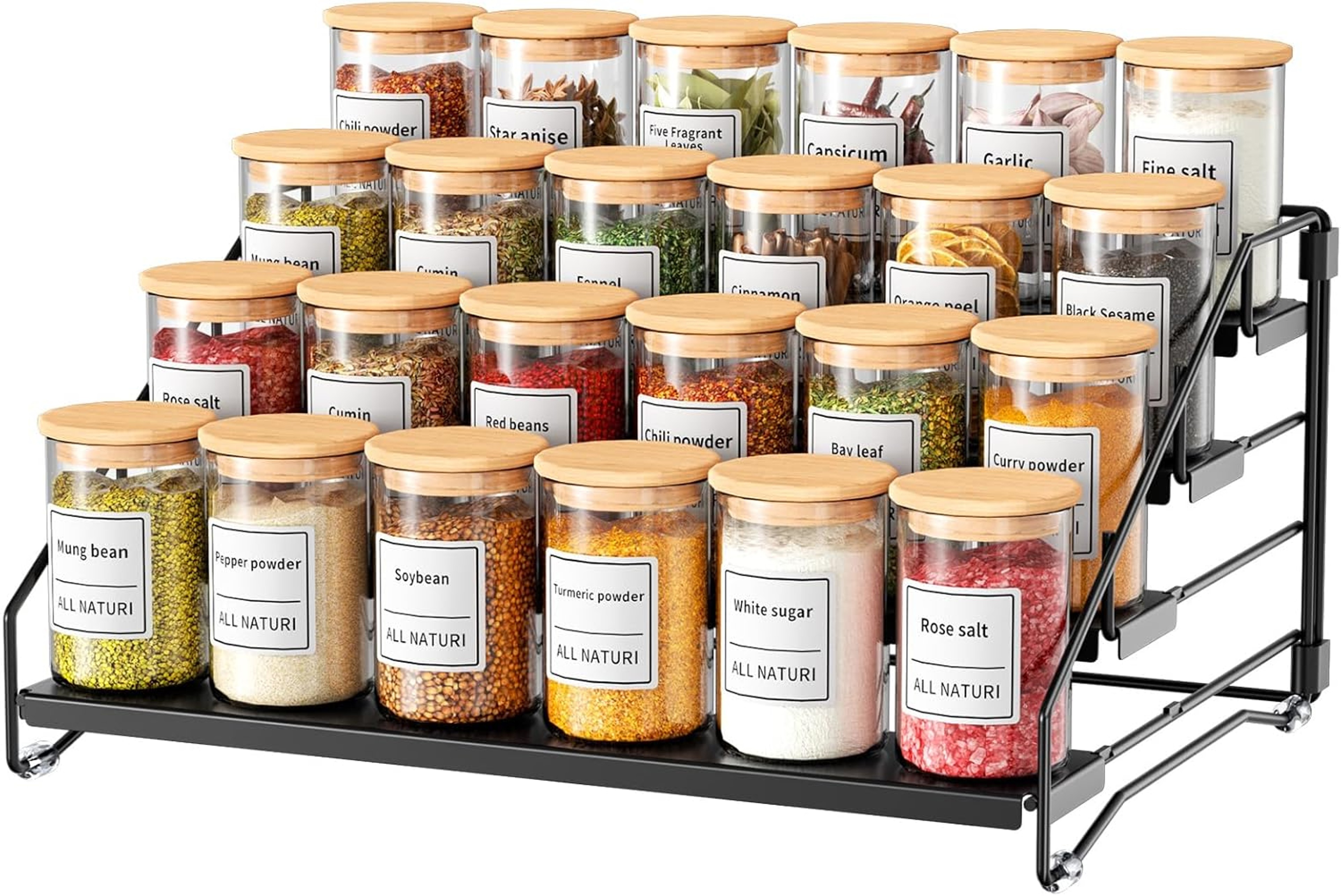 Spice Rack Countertop, Space-Saving Storage for Herb Jars, Wall Mounted Kitchen Cabinet Holder, Tidy Seasoning Organizer – view 7