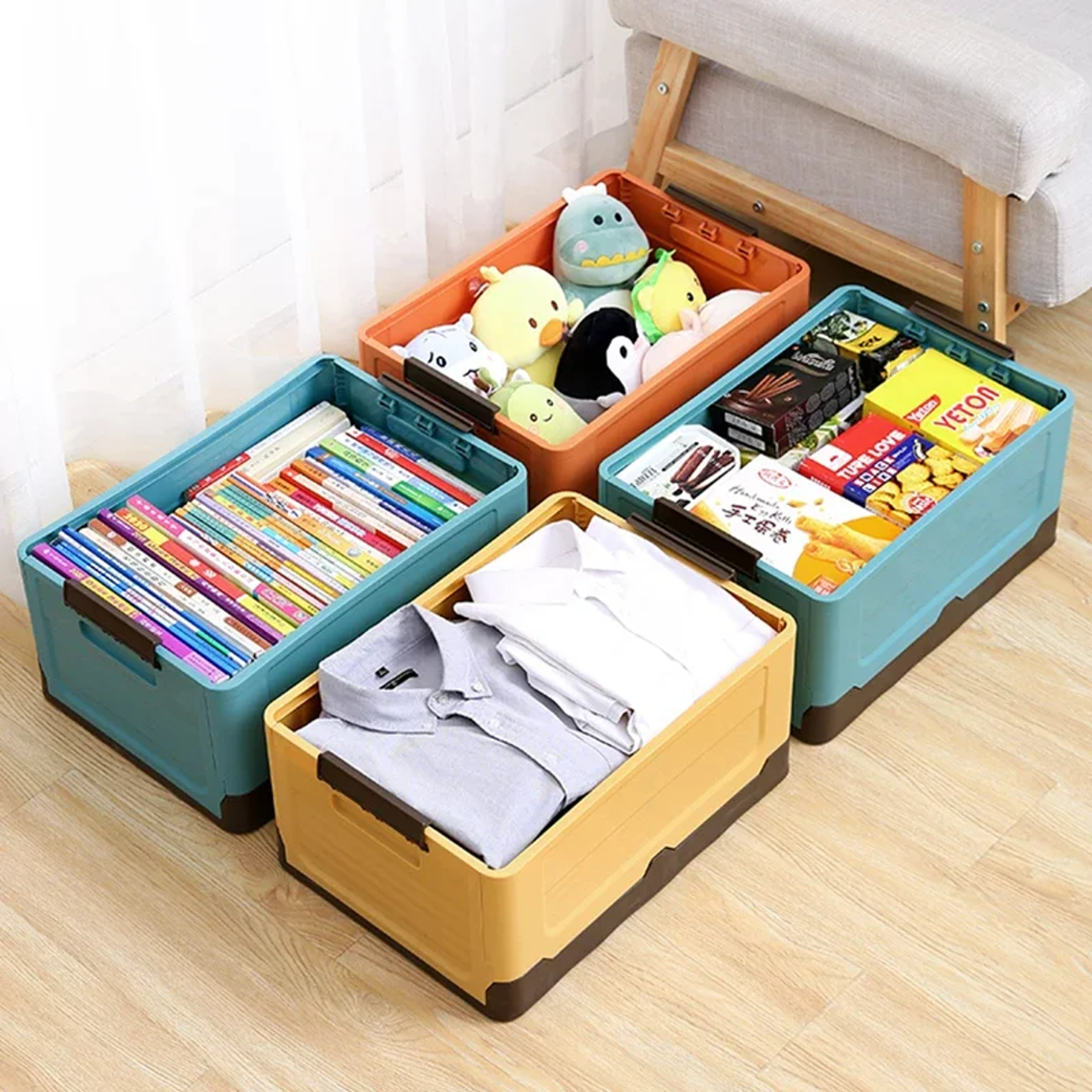 Folding Storage Box MultiFunction Foldable Organizer Plastic Sundries Storage Supplies Container Ea 4