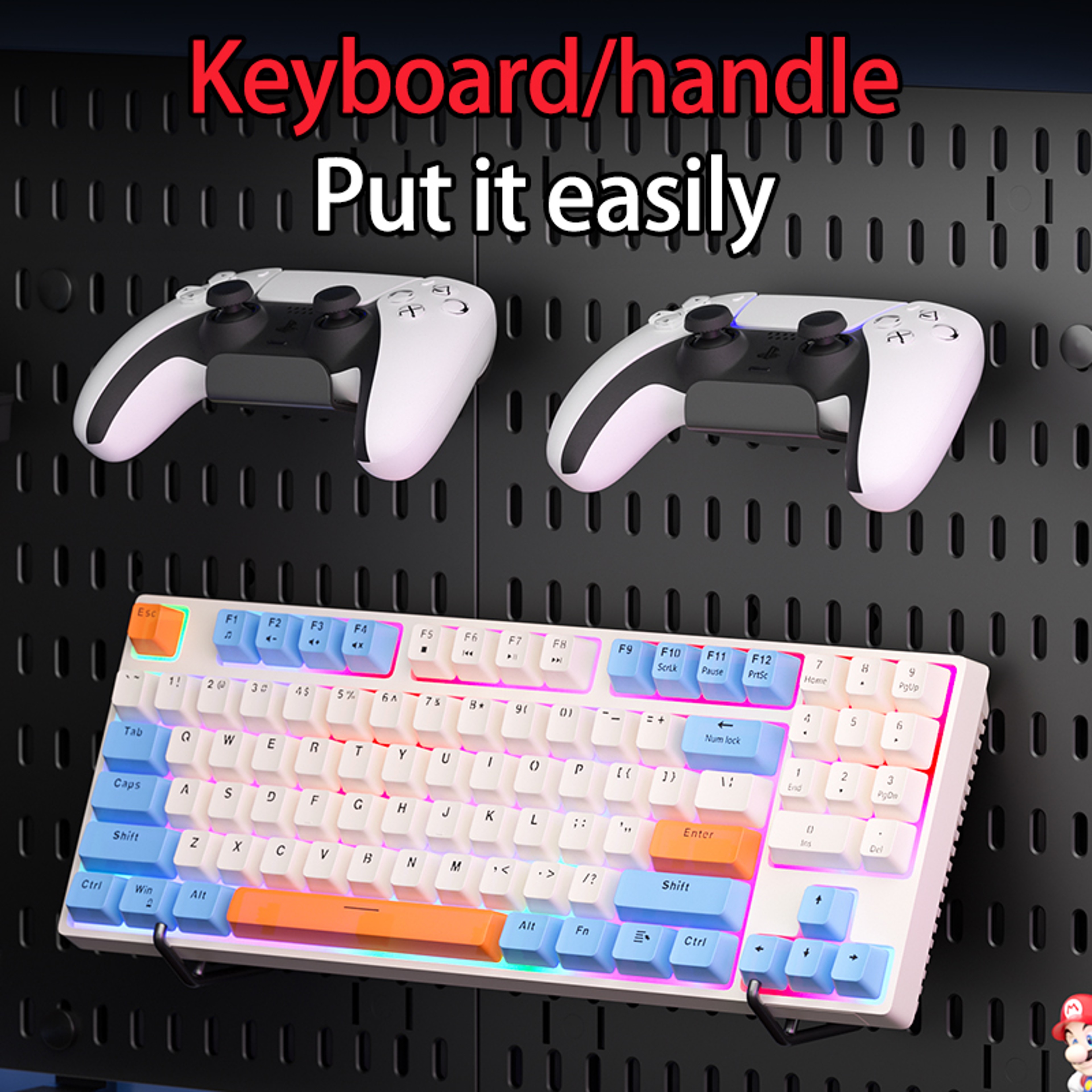Standing Office Pegboard Storage No Drill ClipOn Desktop Rack With Numerous DIY Accessories For Off 1