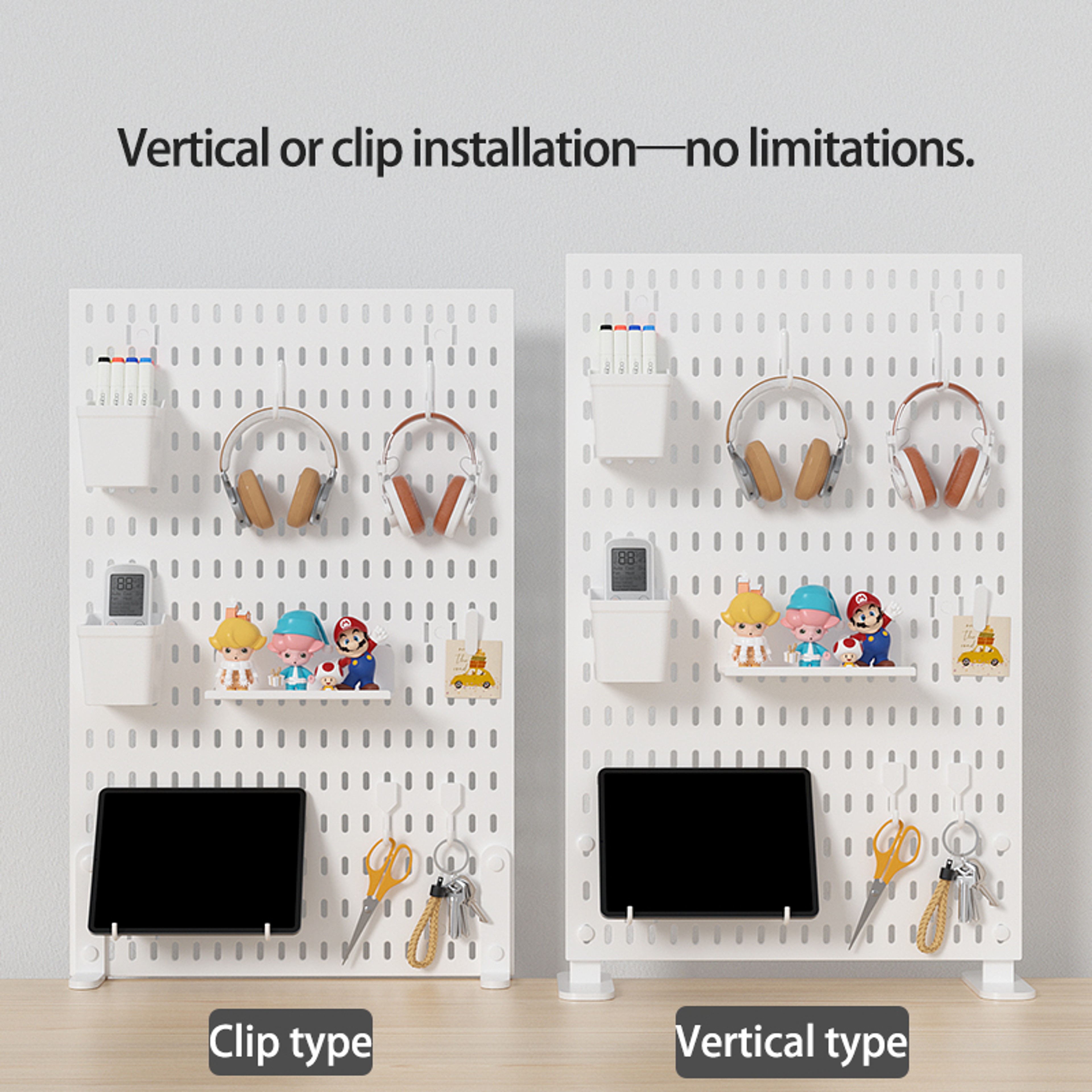 Standing Office Pegboard Storage No Drill ClipOn Desktop Rack With Numerous DIY Accessories For Off 2