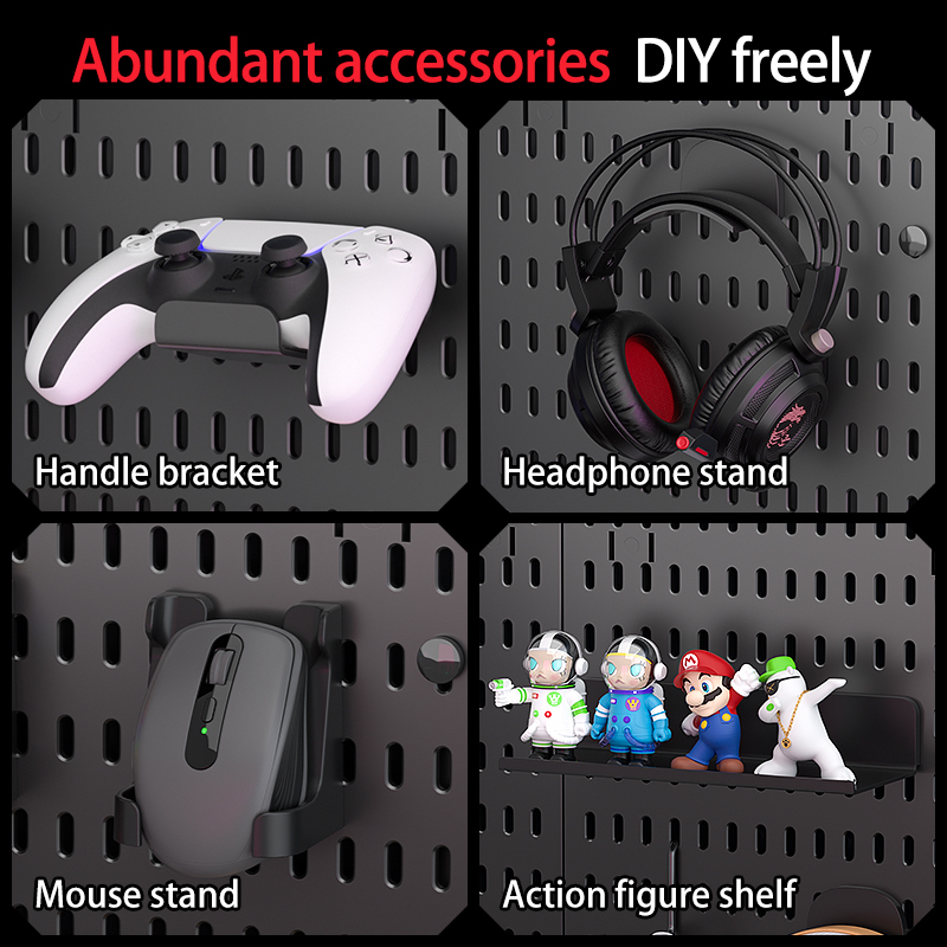 Standing Office Pegboard Storage No Drill ClipOn Desktop Rack With Numerous DIY Accessories For Off 5