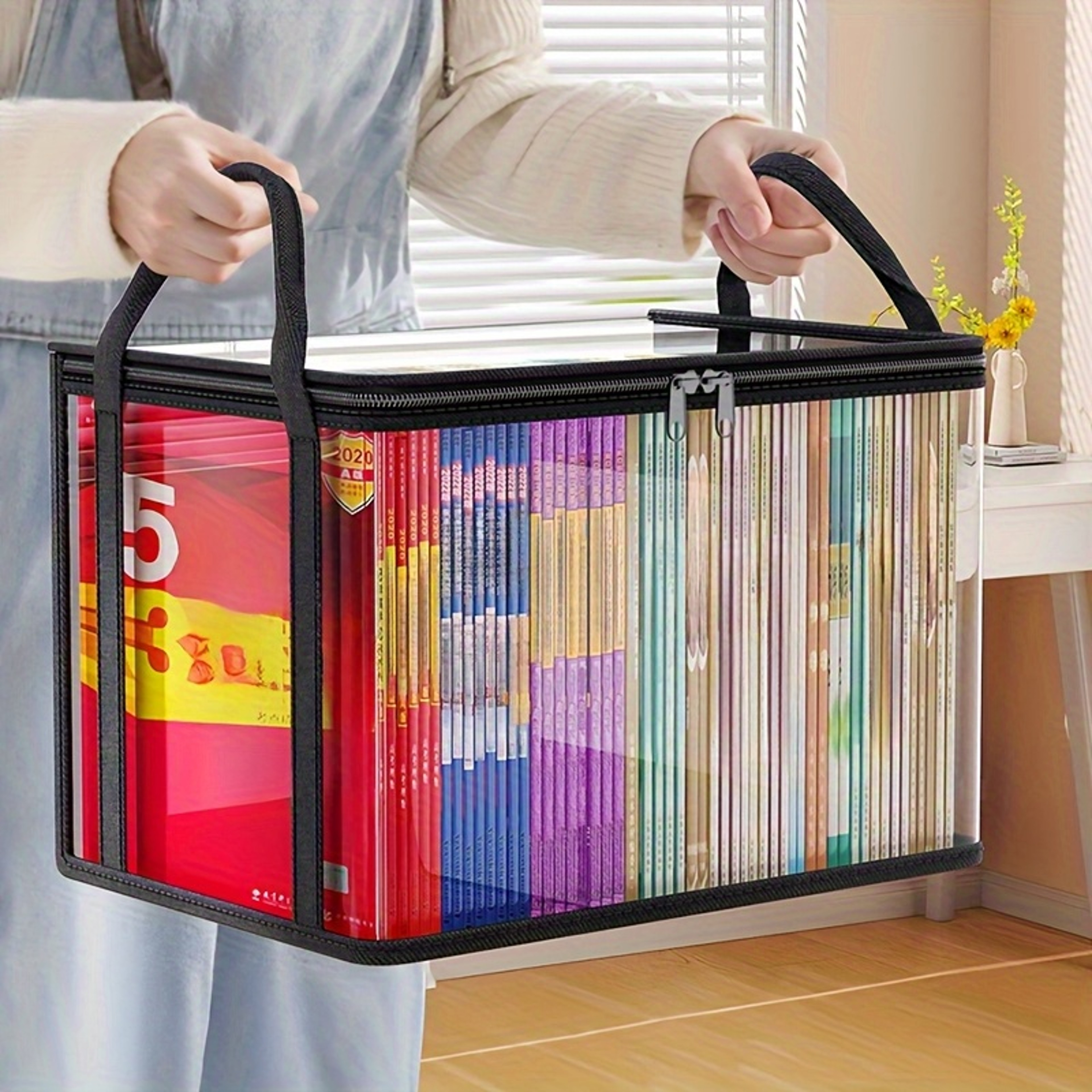 Large Capacity Transparent PVC Storage Bag With Flip Cover MultiPurpose Organizer For Books Clothes 0