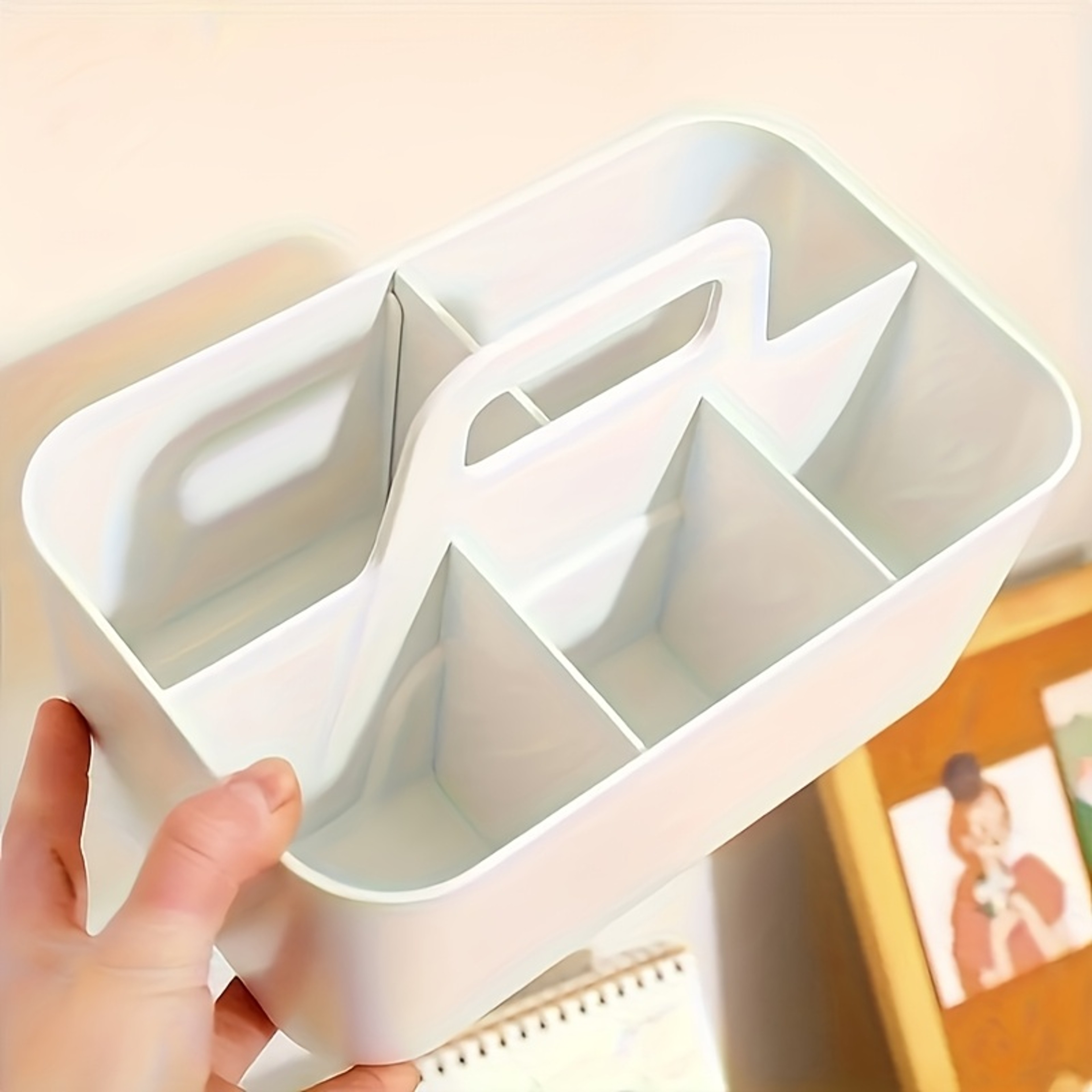 Plastic Storage Basket With Handle Portable Stationery Box Desk Organizer For Back To School 1