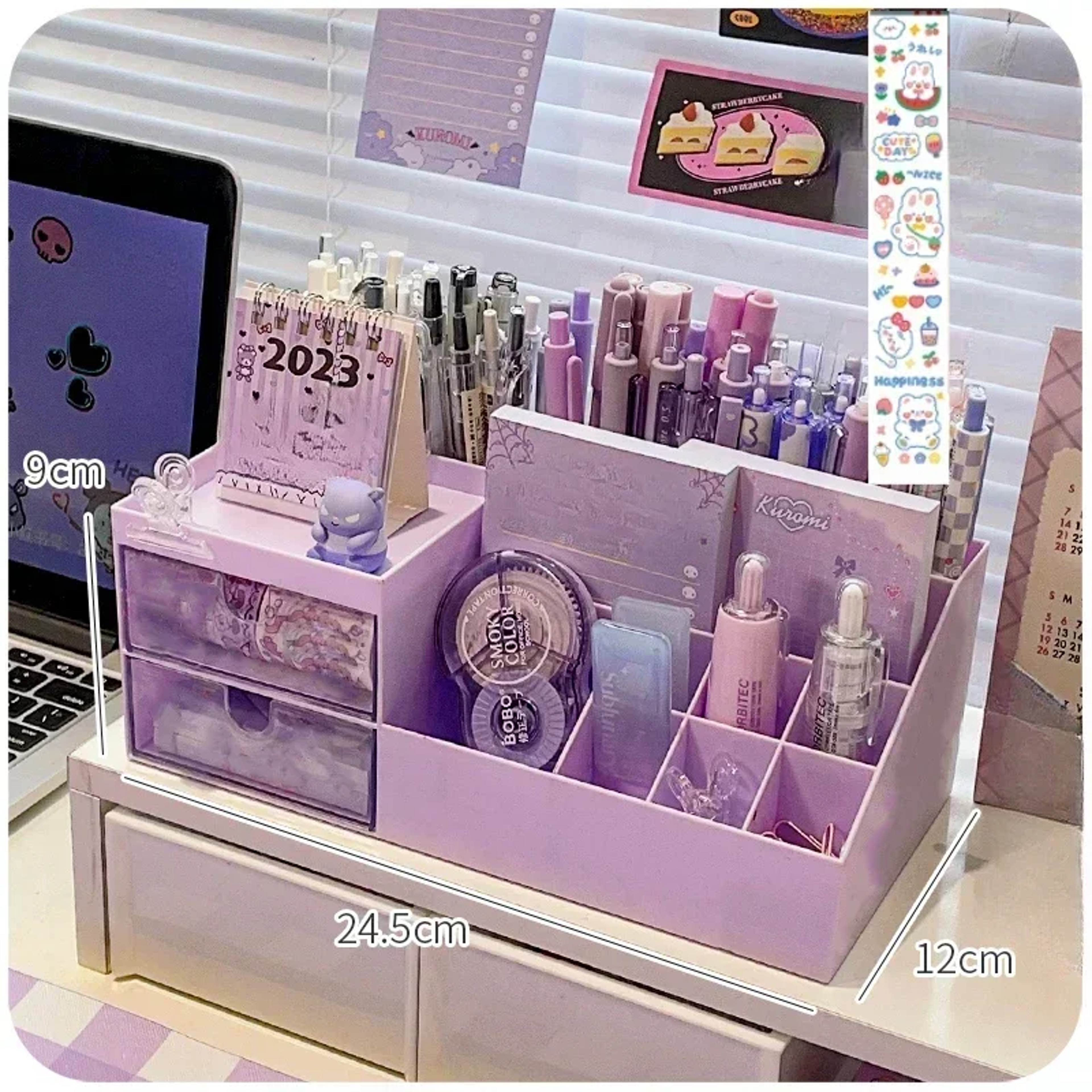Cute Pen Desk Holder Organizer DrawerType Desktop Storage Box Nine Grids Stationery Organizer For G 2