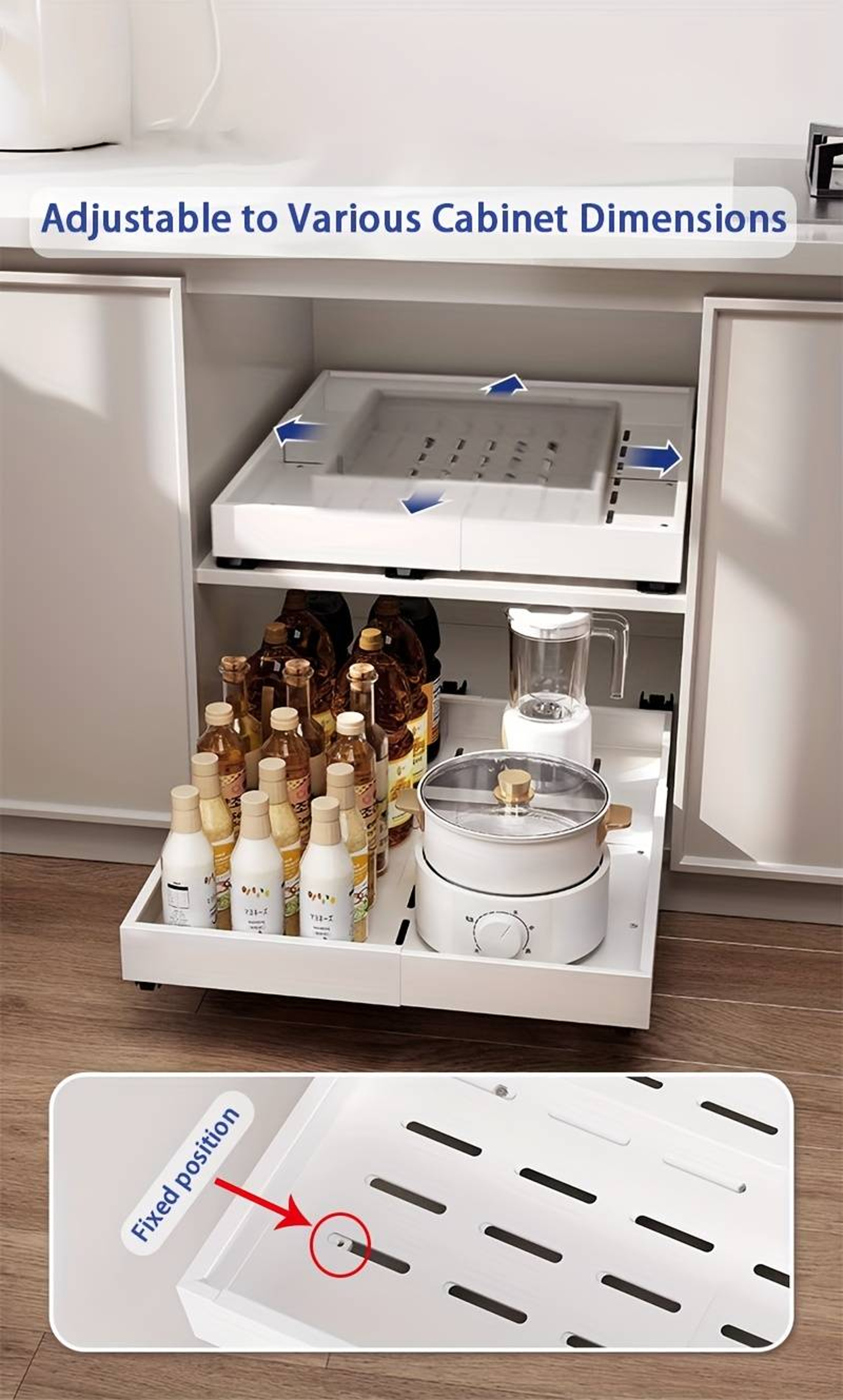 Pull Out Tray Organizer Kitchen Storage Rack Expandable Under Sink Cabinet Silent Slide Drawer Spic 4