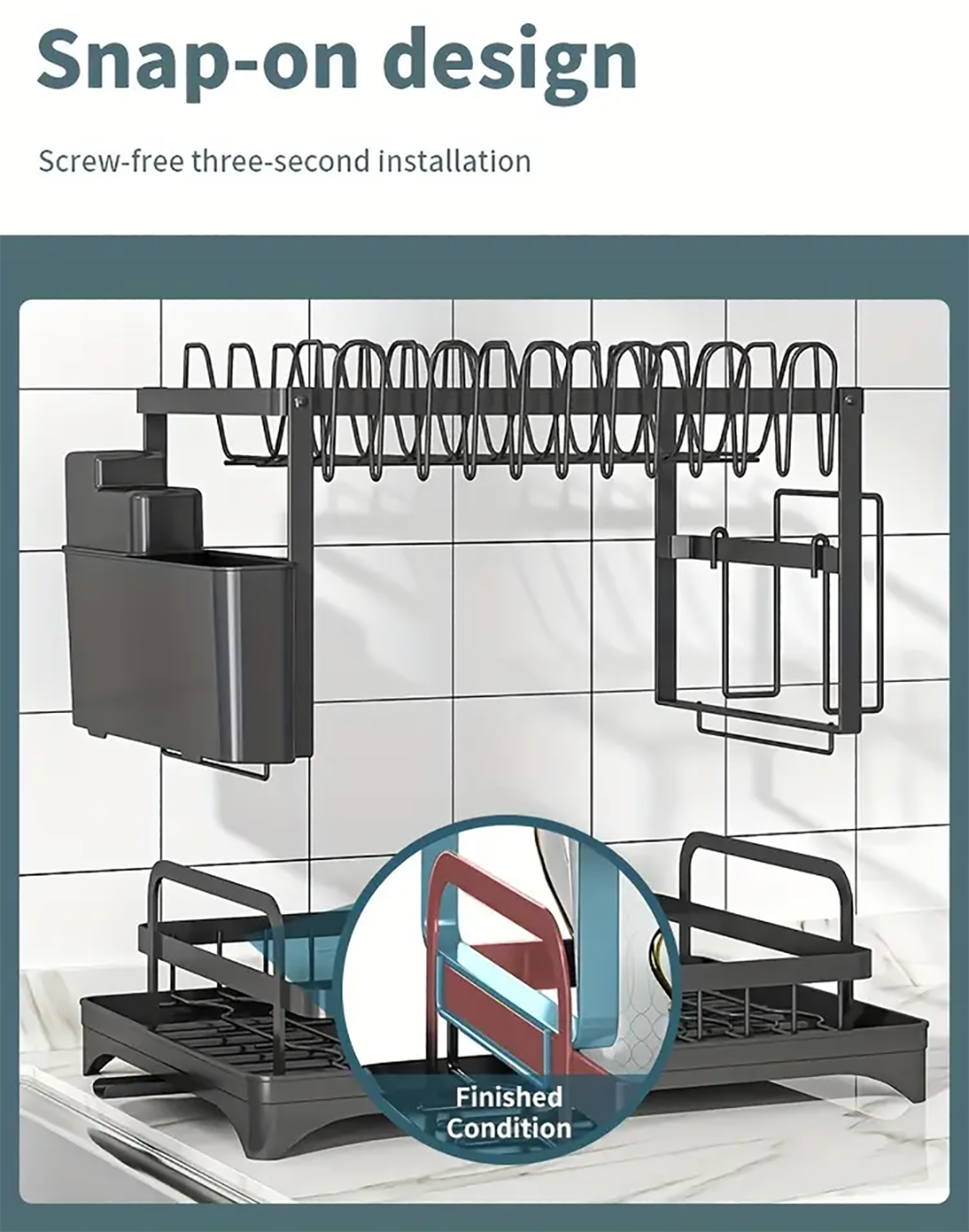 Large Dish Drying Rack for Kitchen Counter with Drainboard, Stainless Steel Dish Drainer for Dish & Cup – view 3