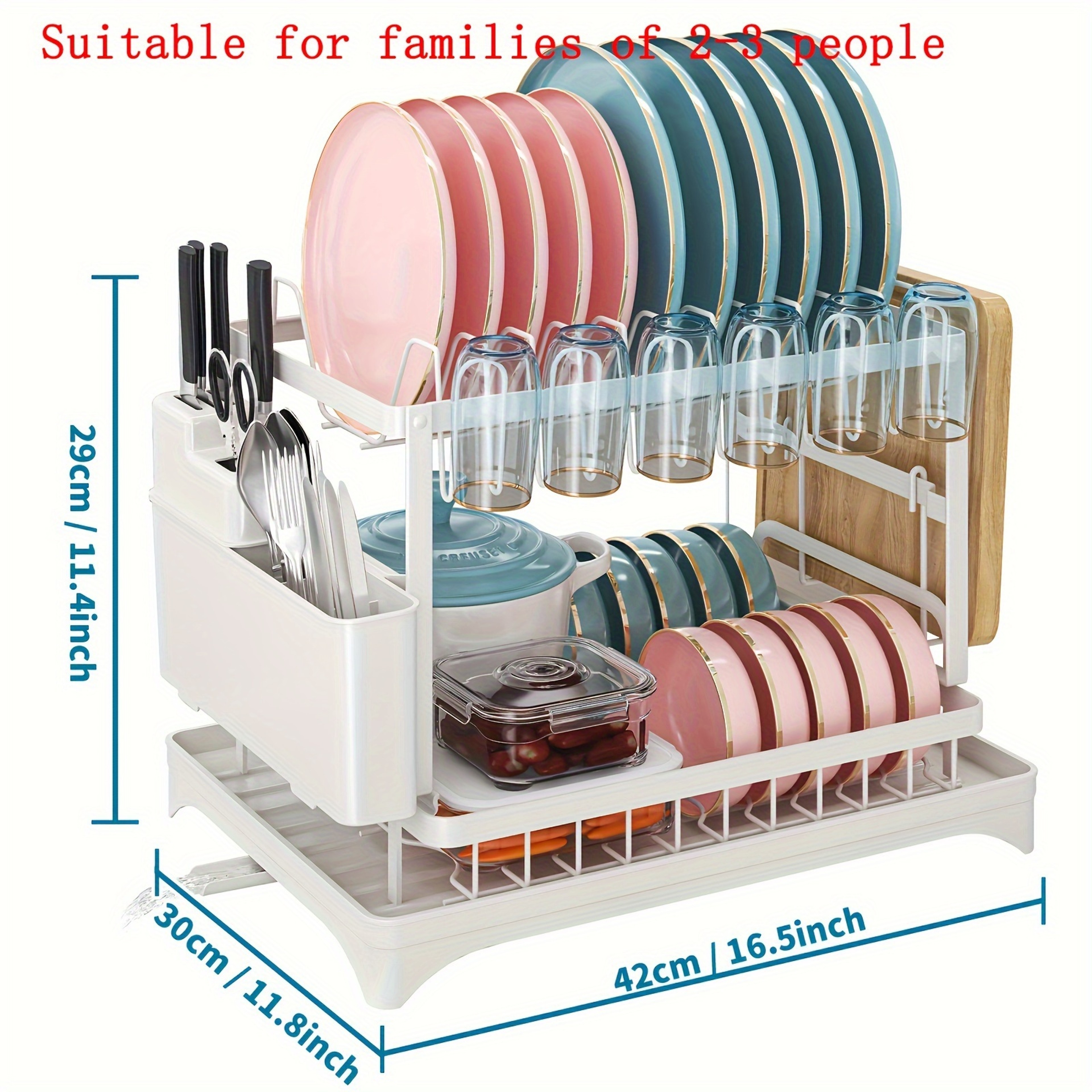 Large Dish Drying Rack for Kitchen Counter with Drainboard, Stainless Steel Dish Drainer for Dish & Cup – view 10