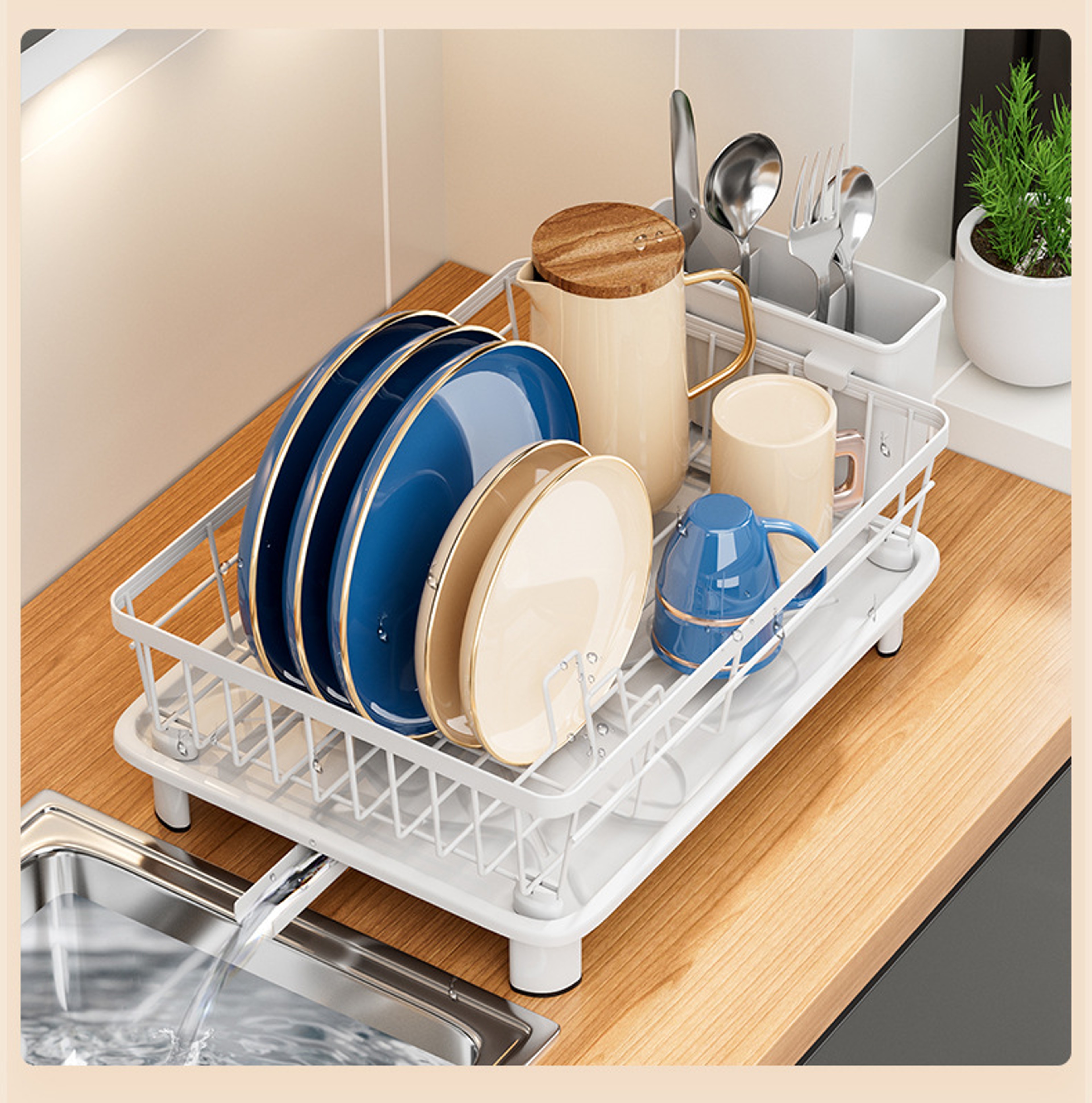 Kitchen Dish Rack Small Volume Bowl And Plate Draining Rack Multifunctional Tableware Draining Stor 0