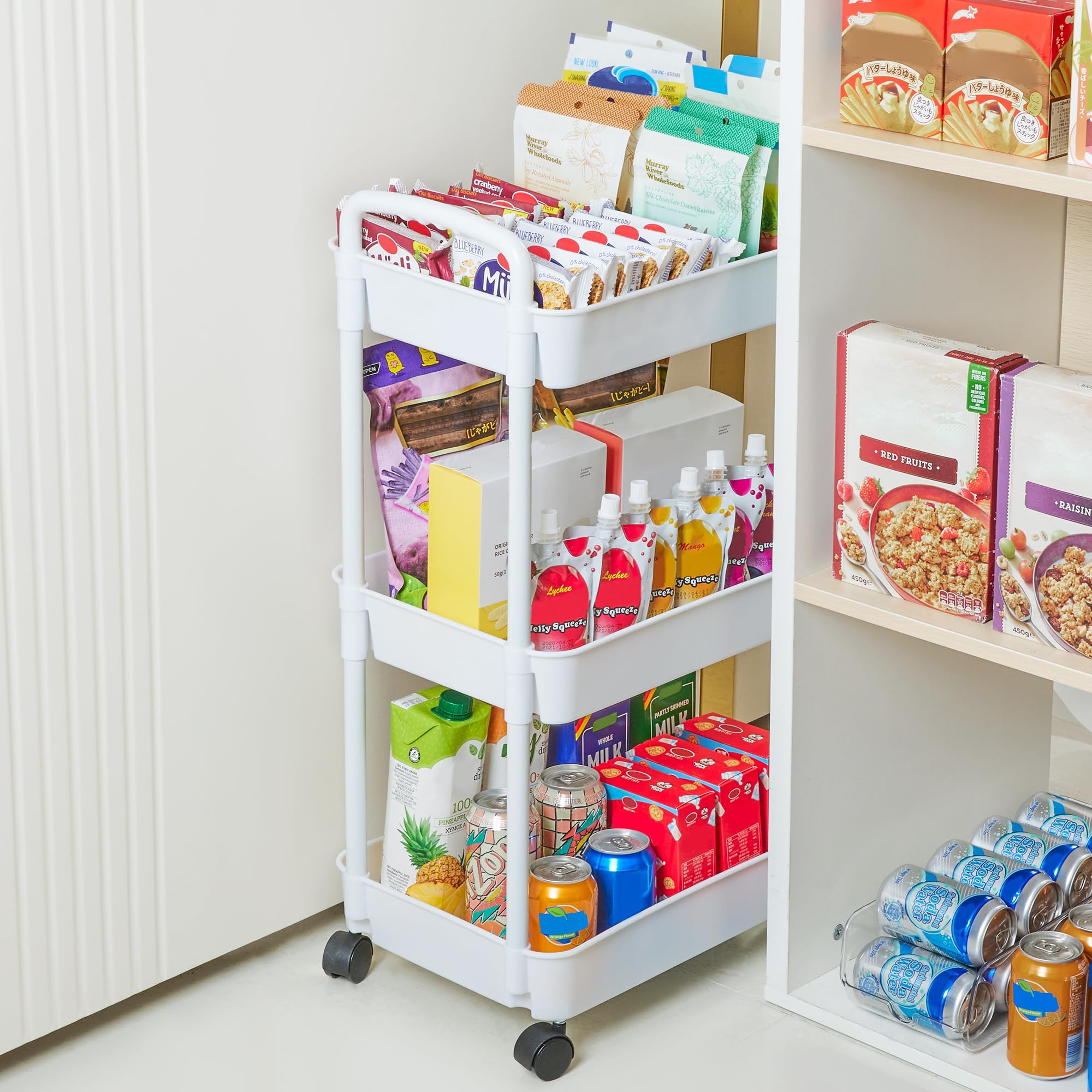 Plastic Rolling Utility Cart With Handle Storage Trolley For Kitchen Office Living Room Movable Sto 0
