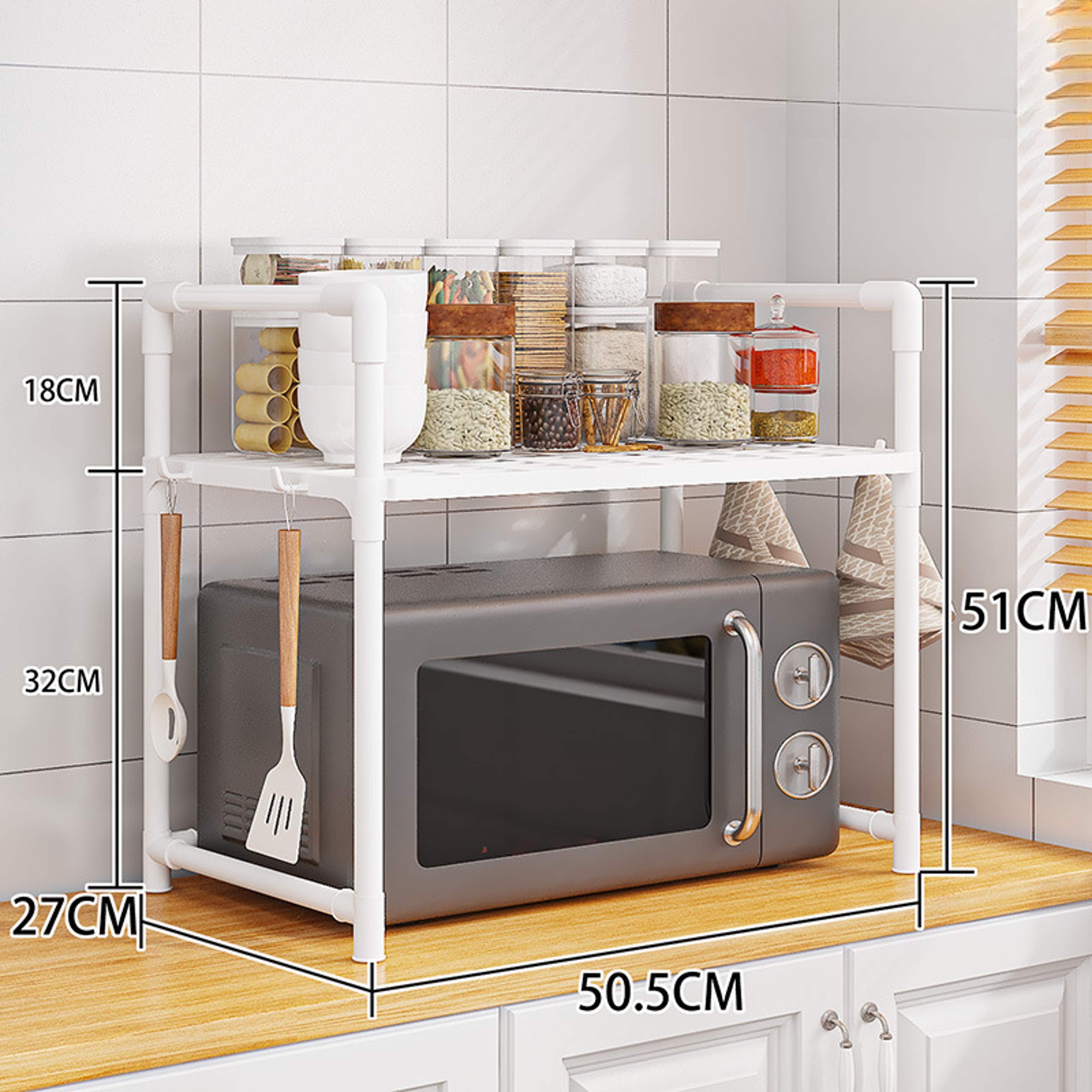 Kitchen Storage Rack Microwave Shelf Organizer MultiLayer Condiment Shelf Simple Countertop Tidying