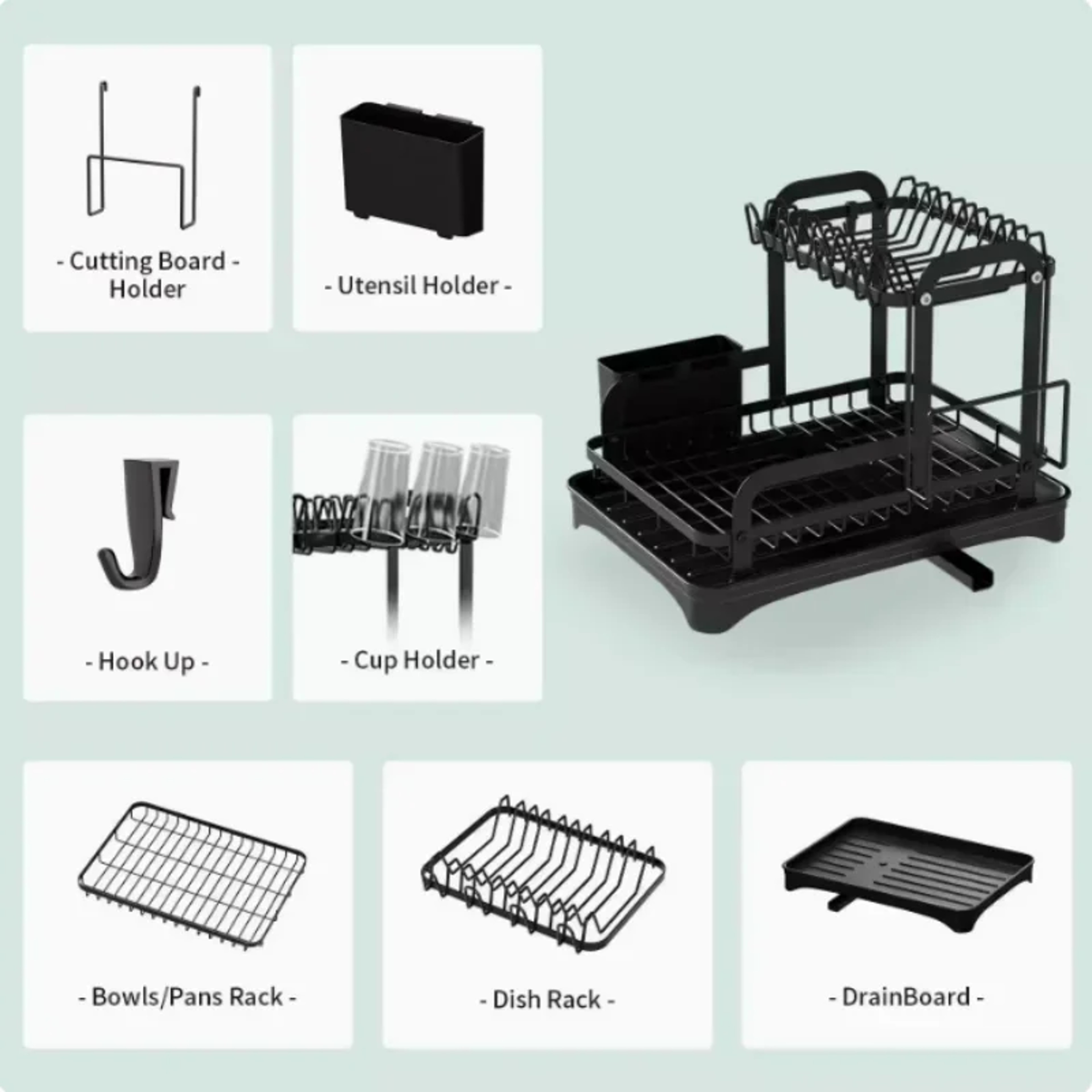 Kitchen Storage Rack Compact MultiFunction Dish Drainer For Bowls And Chopsticks Counter Top Organi 5