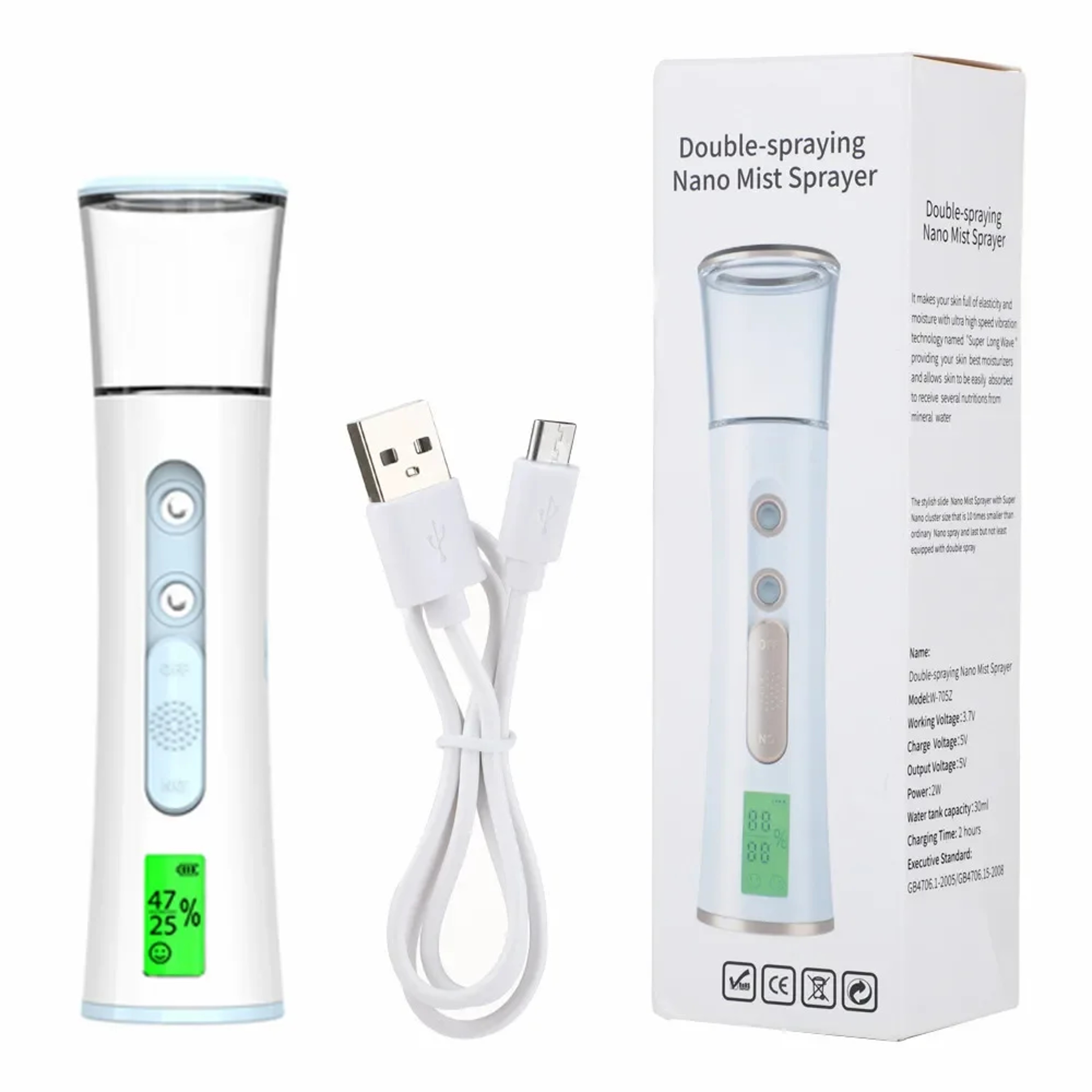 Nano Facial Steamer Mist Spray Eyelash Extensions Cleaning Pore Water SPA Hydrating Face Sprayer US 6