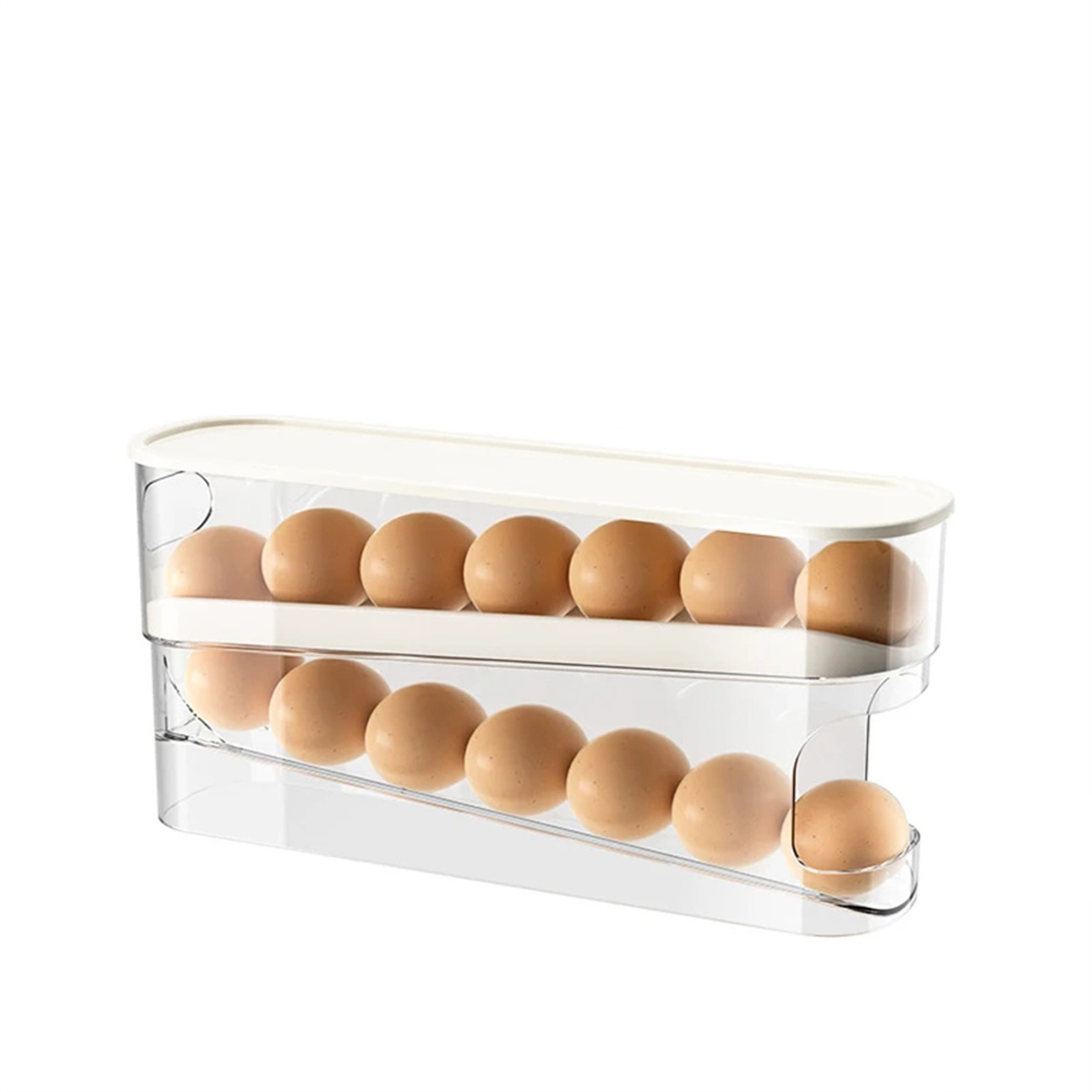 Slide Type Egg Carton Double Automatic Egg Roller, Refrigerator Side Door Egg Storage, Kitchen Counter top Egg Holder – view 7