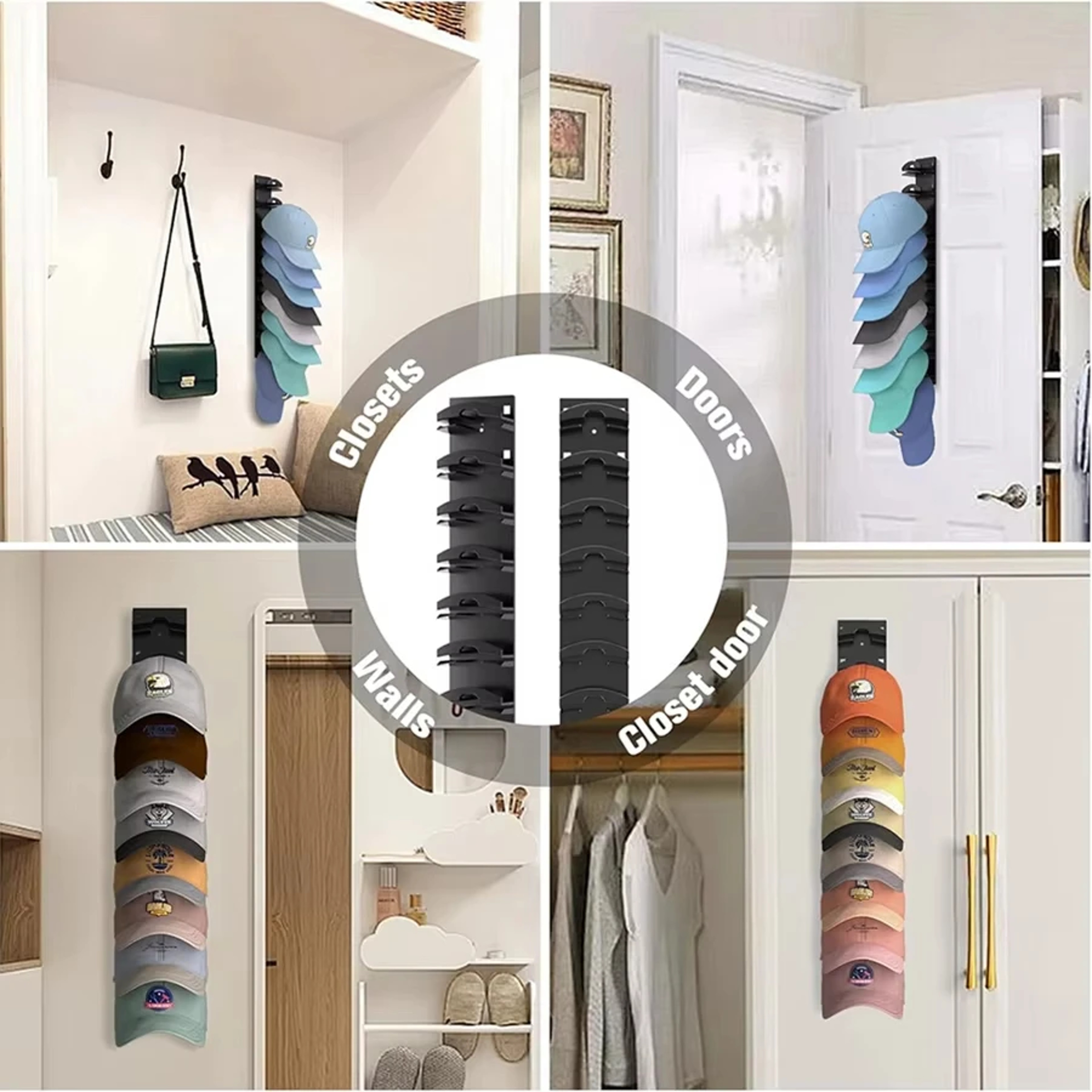 Hat Organizer For Baseball Caps Hat Rack For Wall With Strong Adhesive MultiLayer Cap Organizer Sto 5