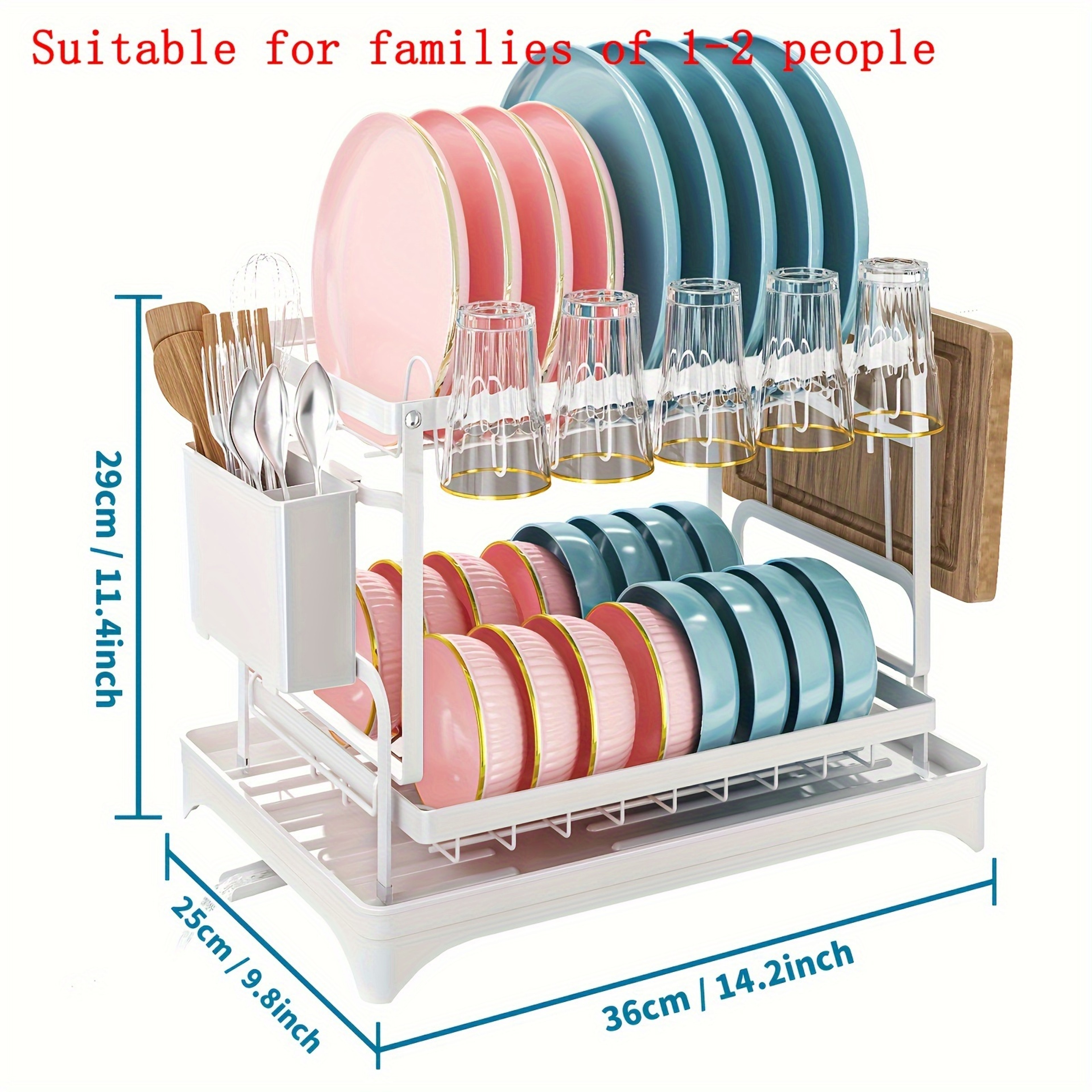 Dish Drying Rack For Kitchen Counter Stainless Steel Dish Drainer With Drainboard For Dishes  Cups 7