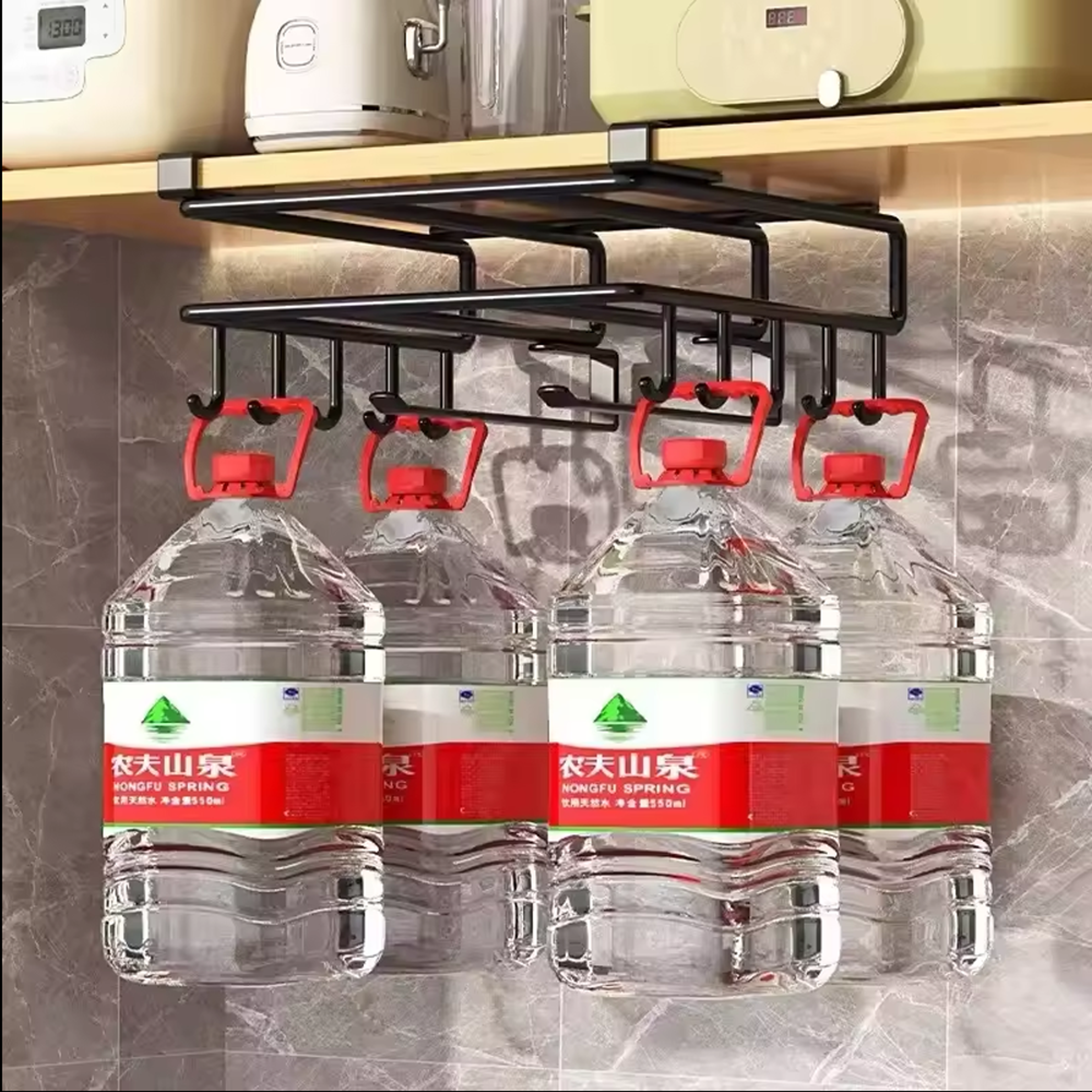 Kitchen Hanging Organizer Rack With Hooks Under Cupboard Paper Towel Holder Rags Hanger Cutting Boa 0