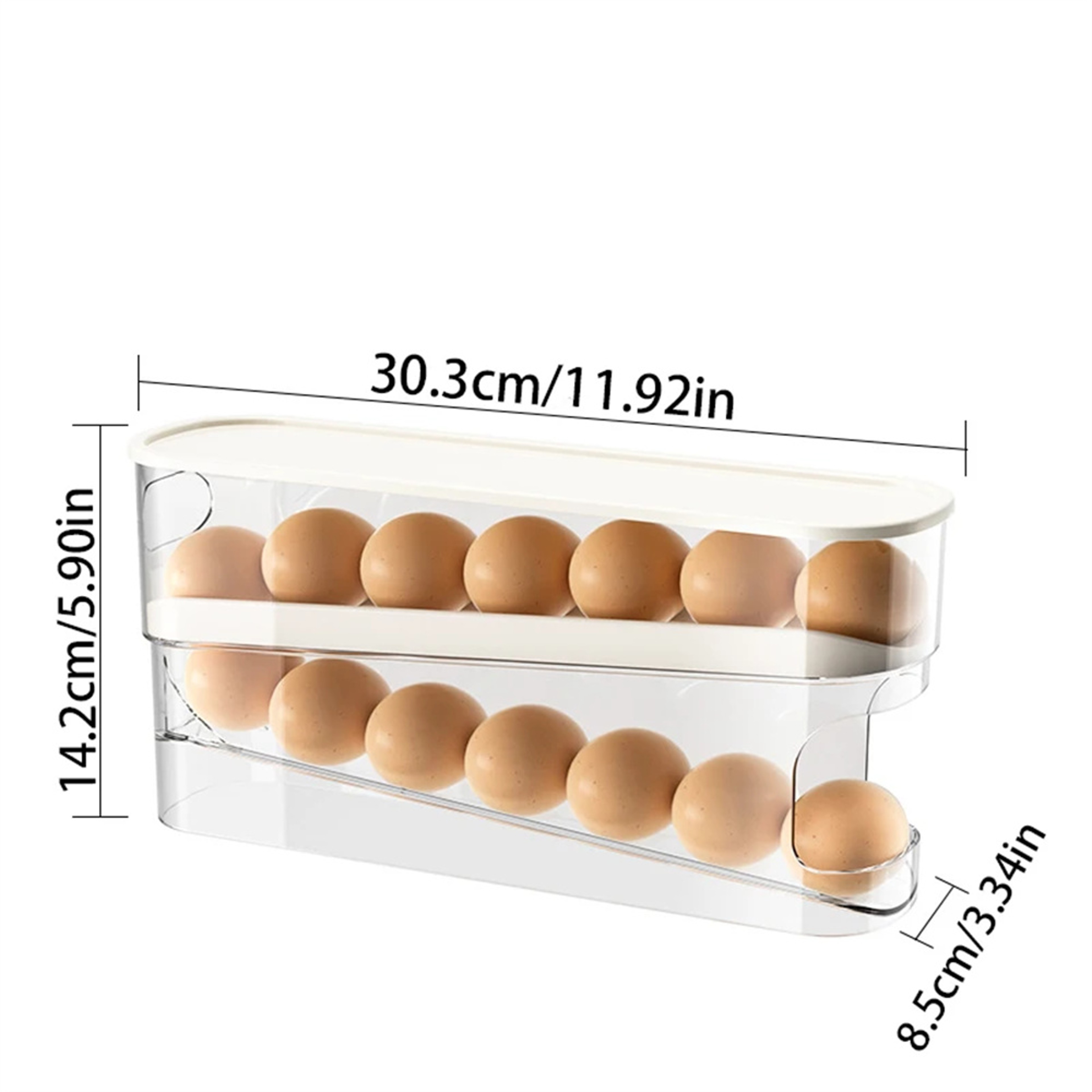 Egg Carton Double Automatic Egg Roller, Refrigerator Side Door Egg Storage, Kitchen Counter top Egg Holder – view 2